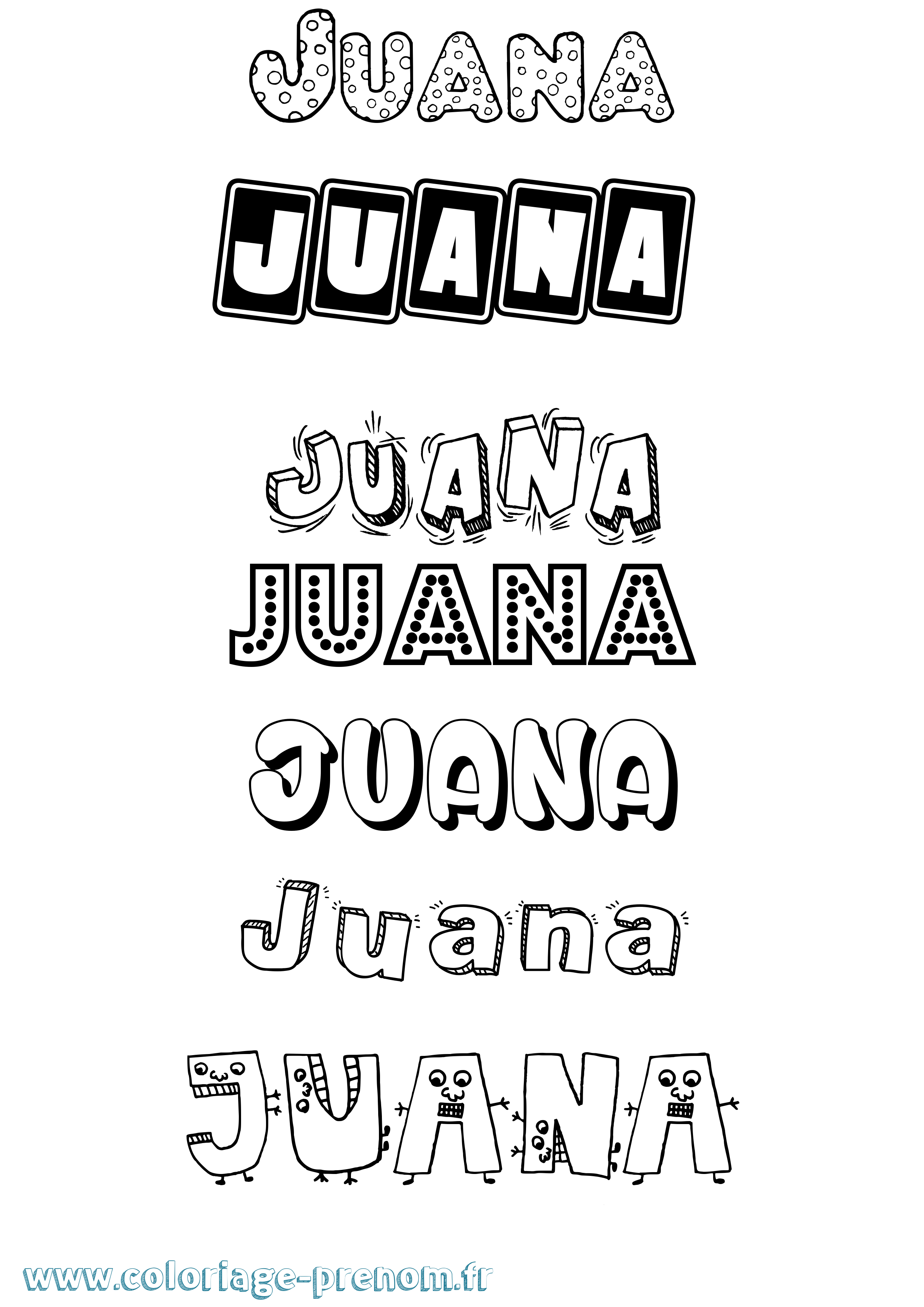 Coloriage prénom Juana Fun