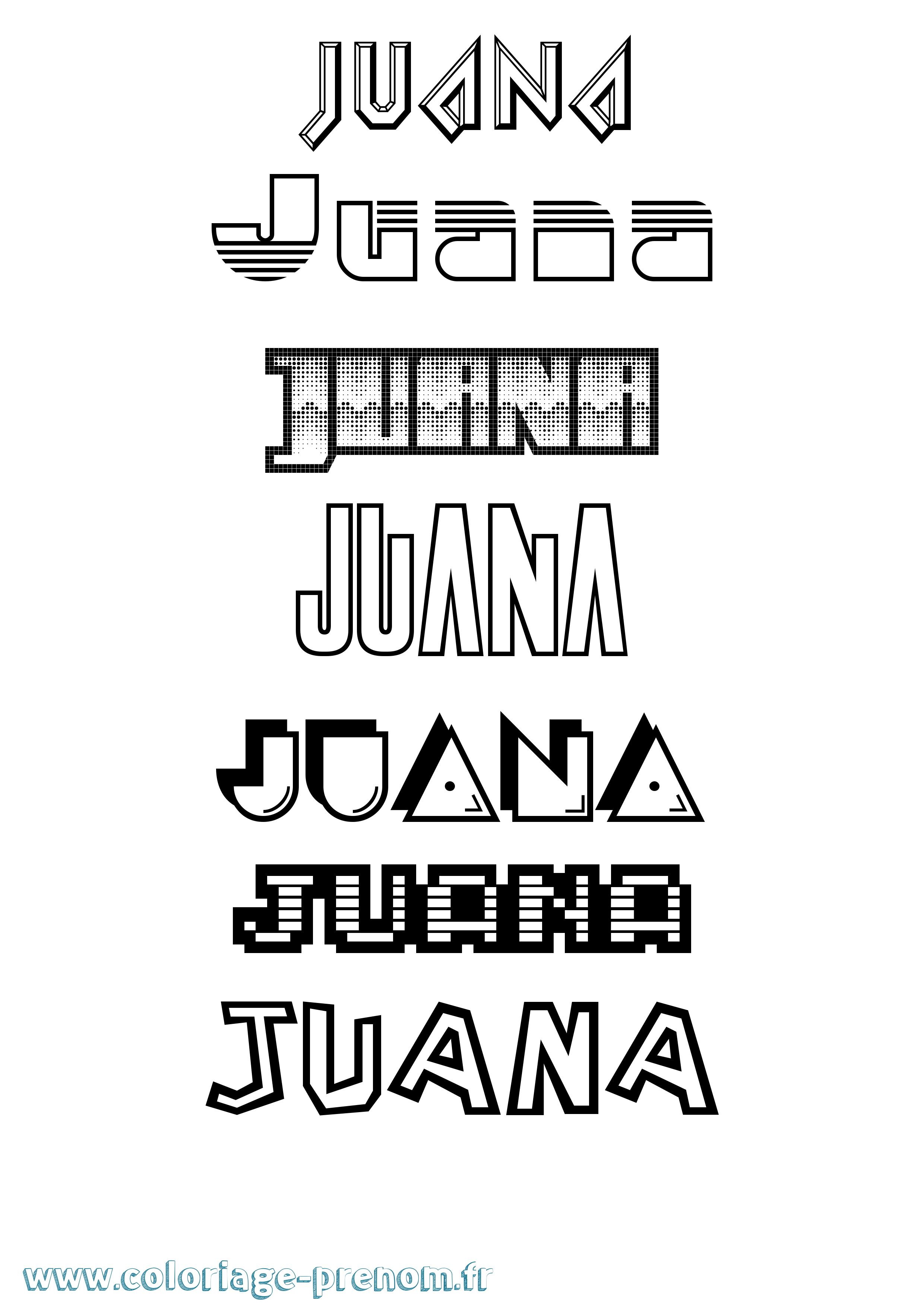 Coloriage prénom Juana Jeux Vidéos