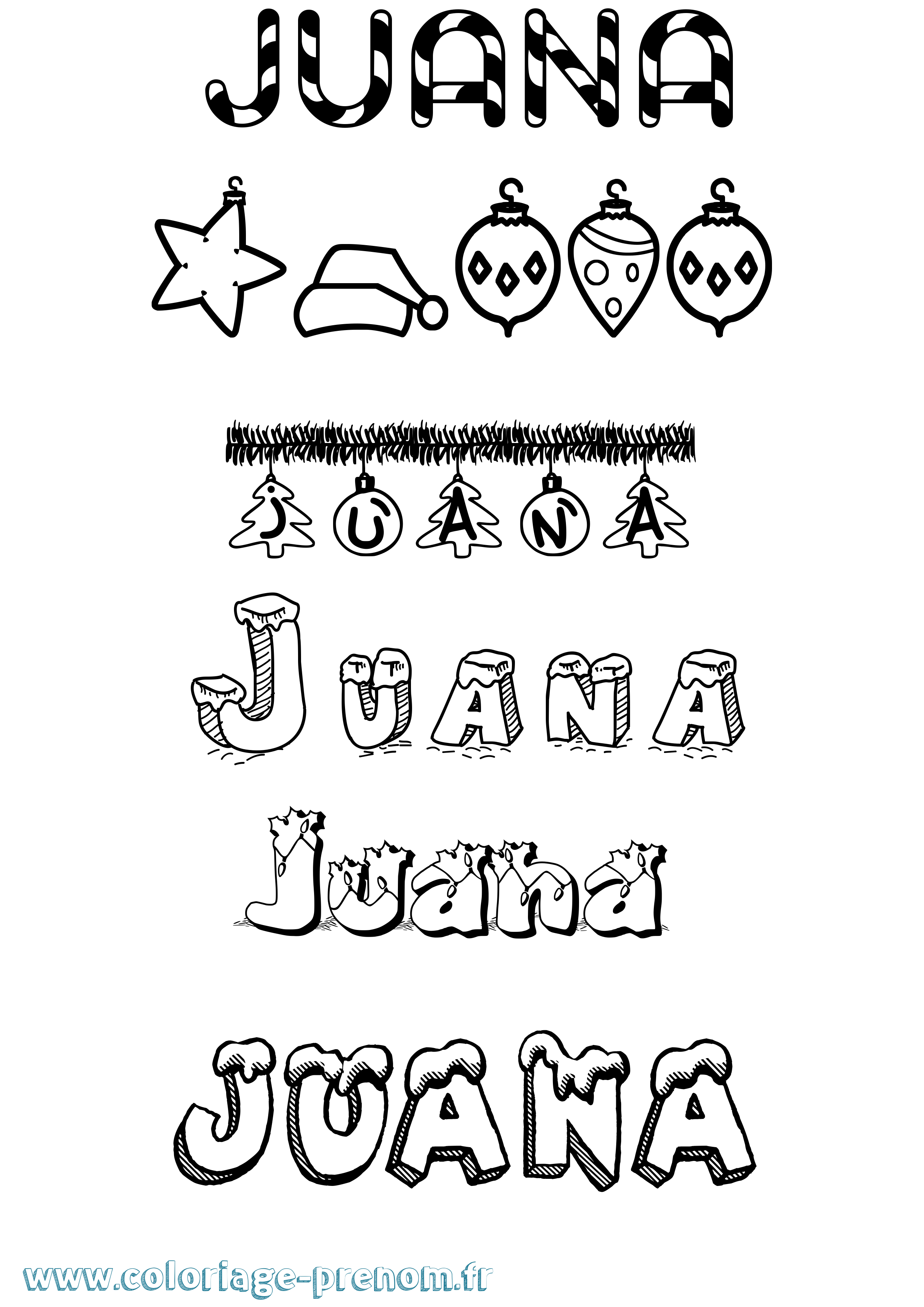 Coloriage prénom Juana Noël