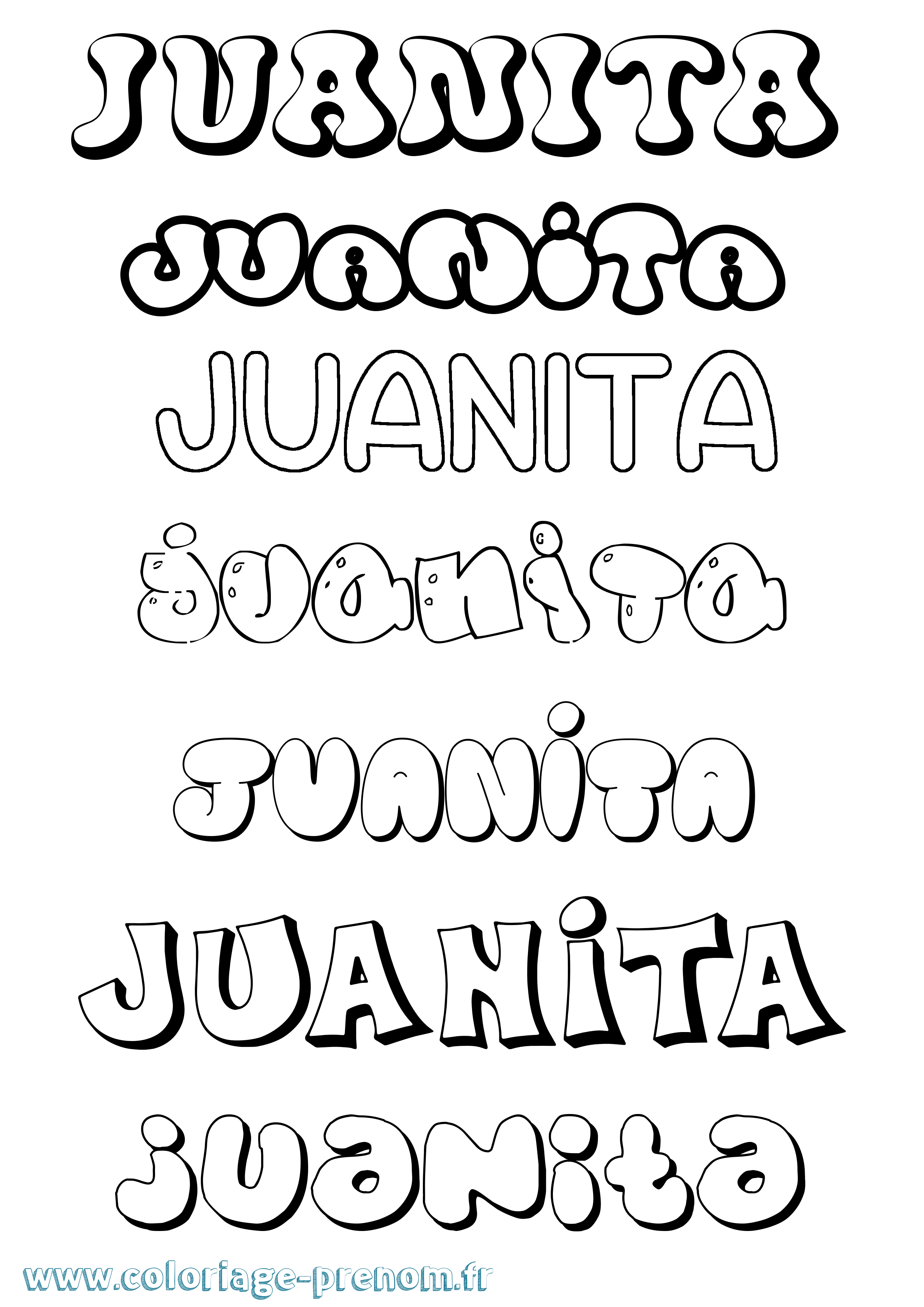 Coloriage prénom Juanita Bubble