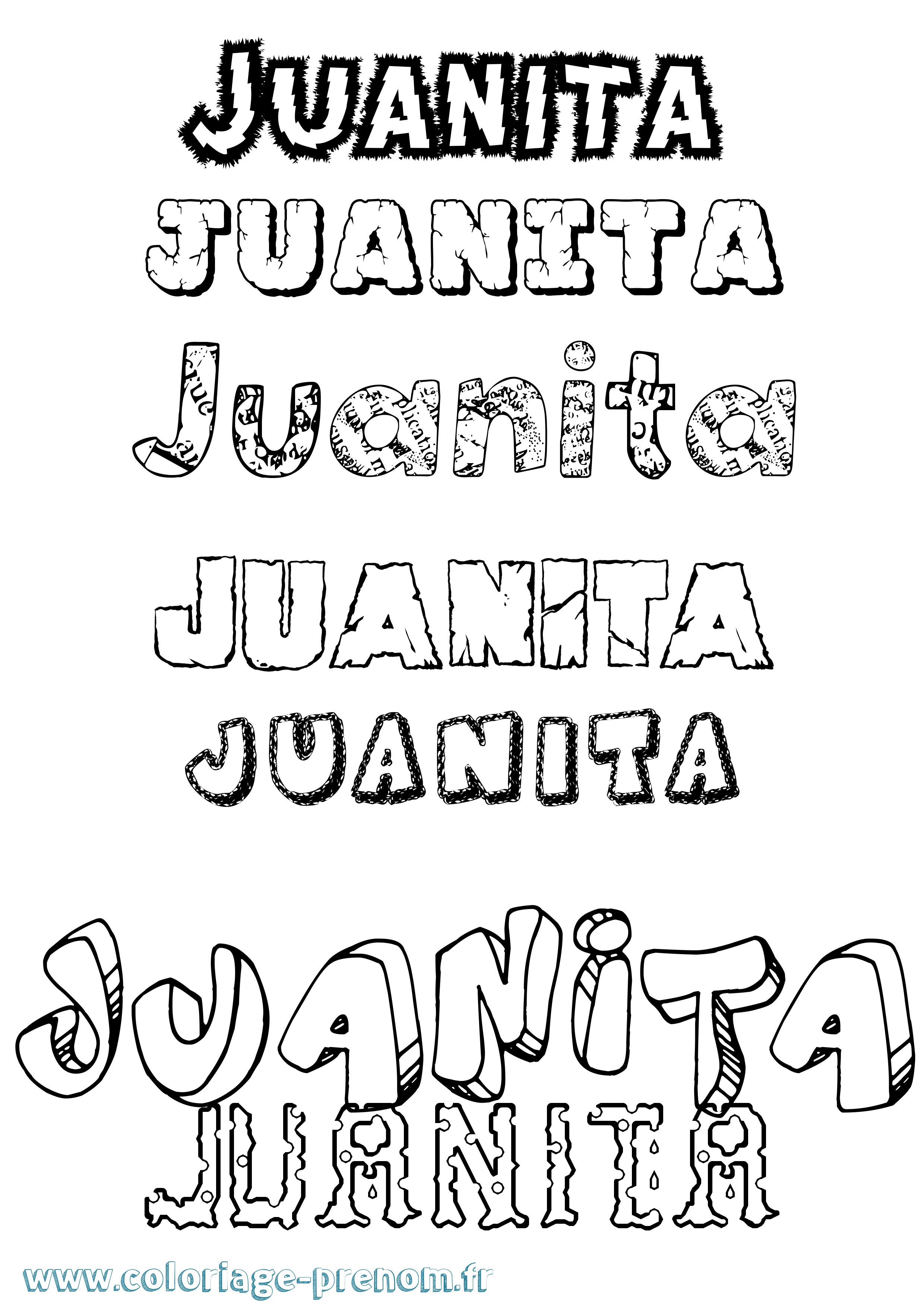 Coloriage prénom Juanita Destructuré