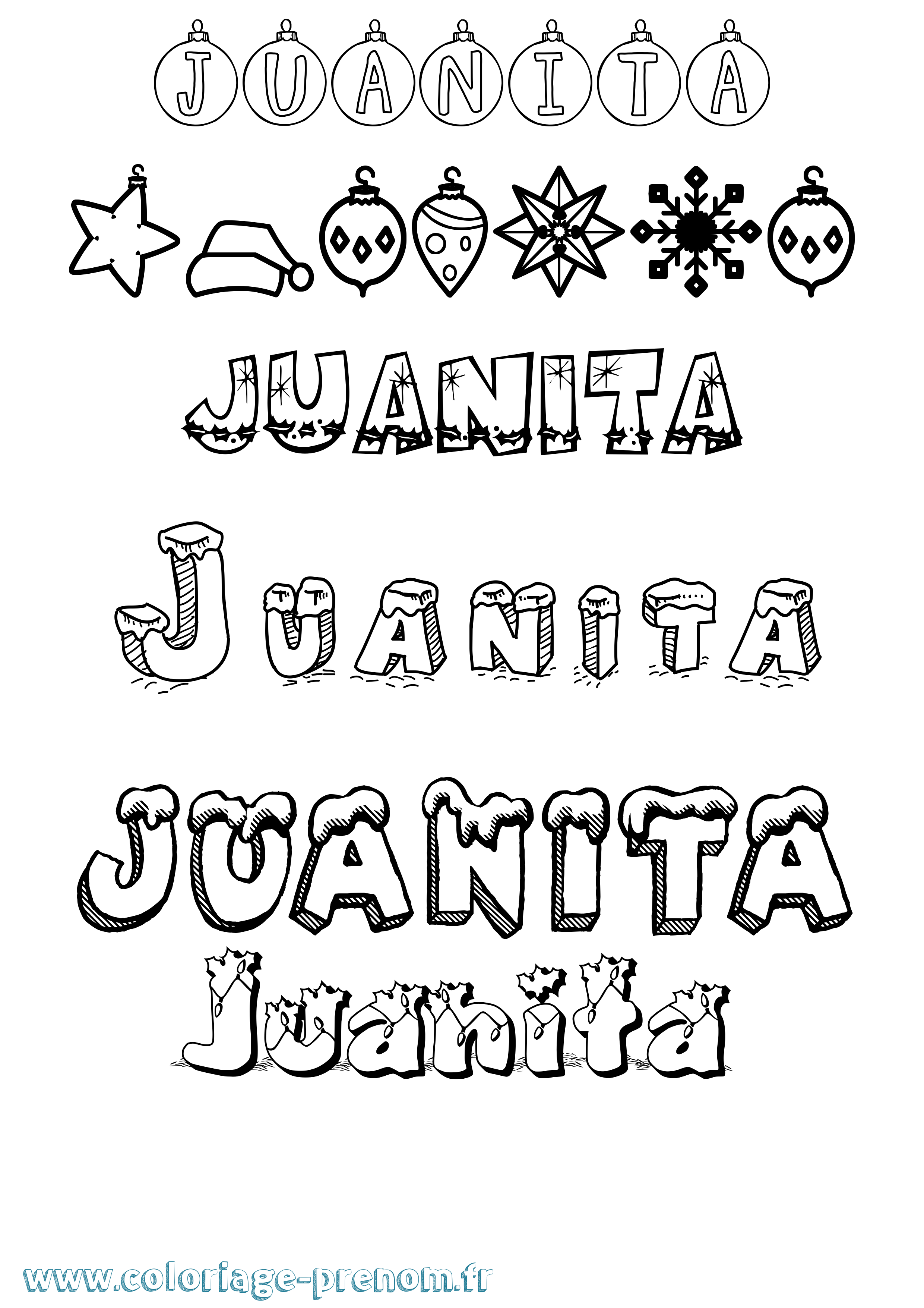 Coloriage prénom Juanita Noël