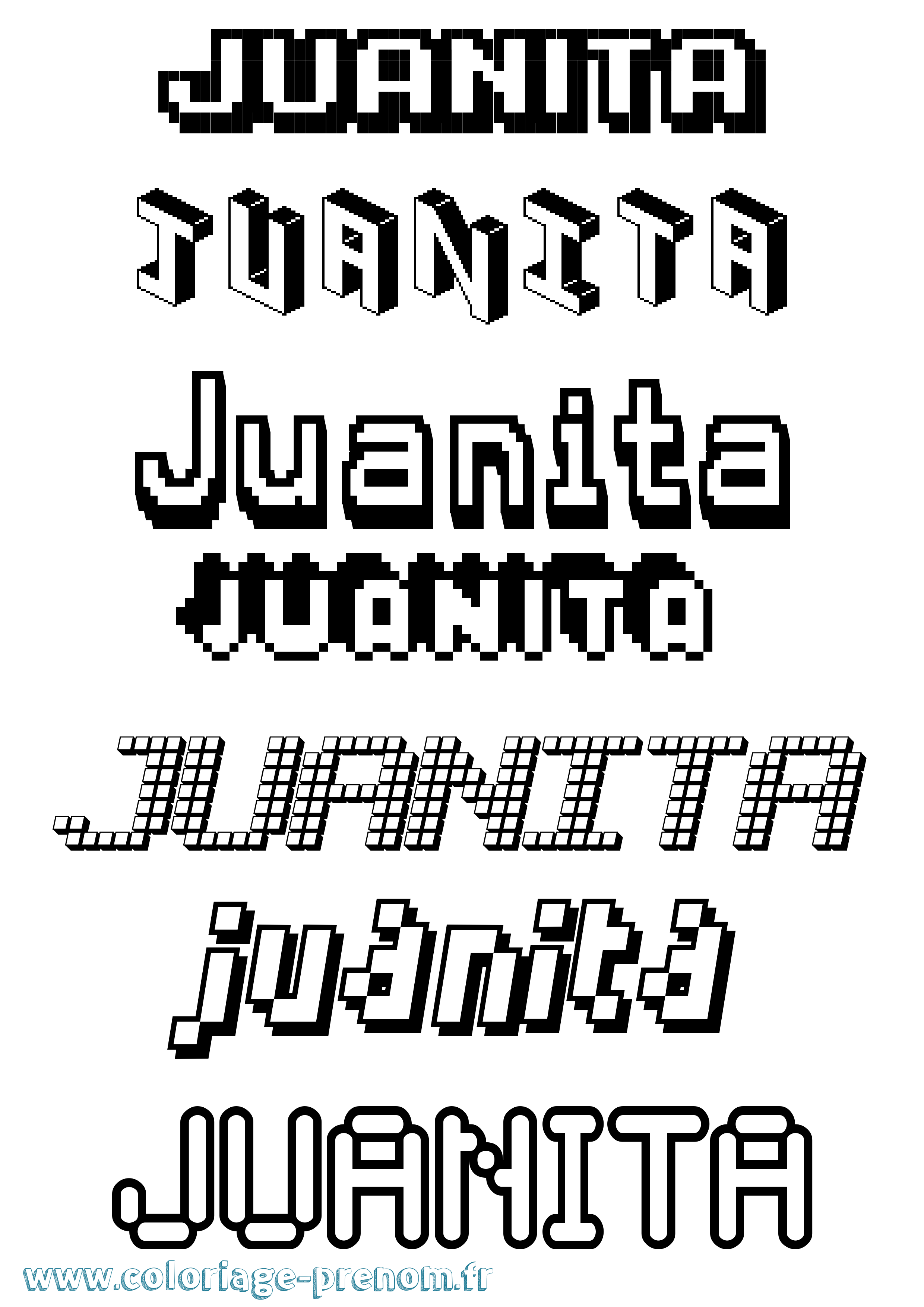 Coloriage prénom Juanita Pixel