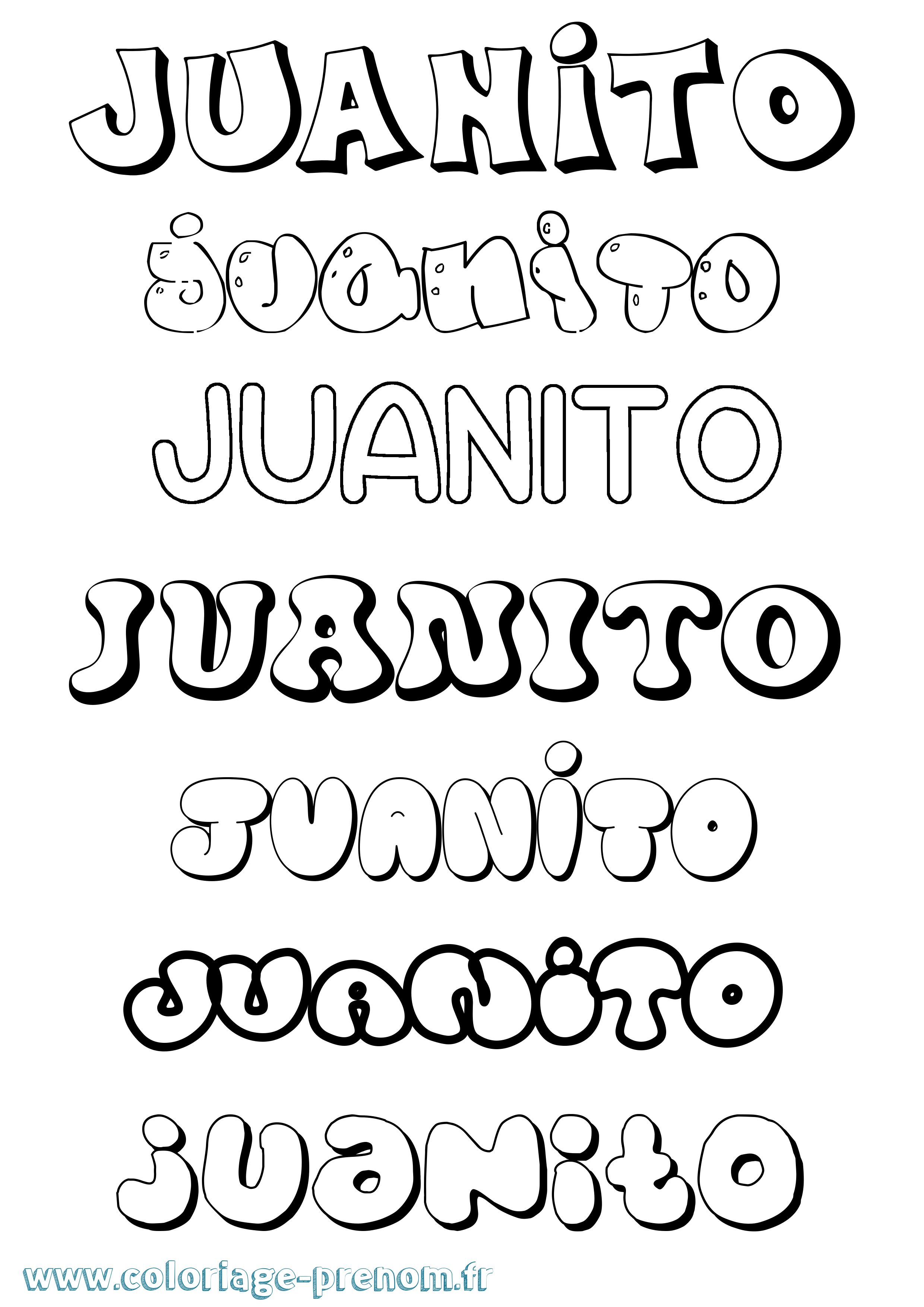 Coloriage prénom Juanito Bubble