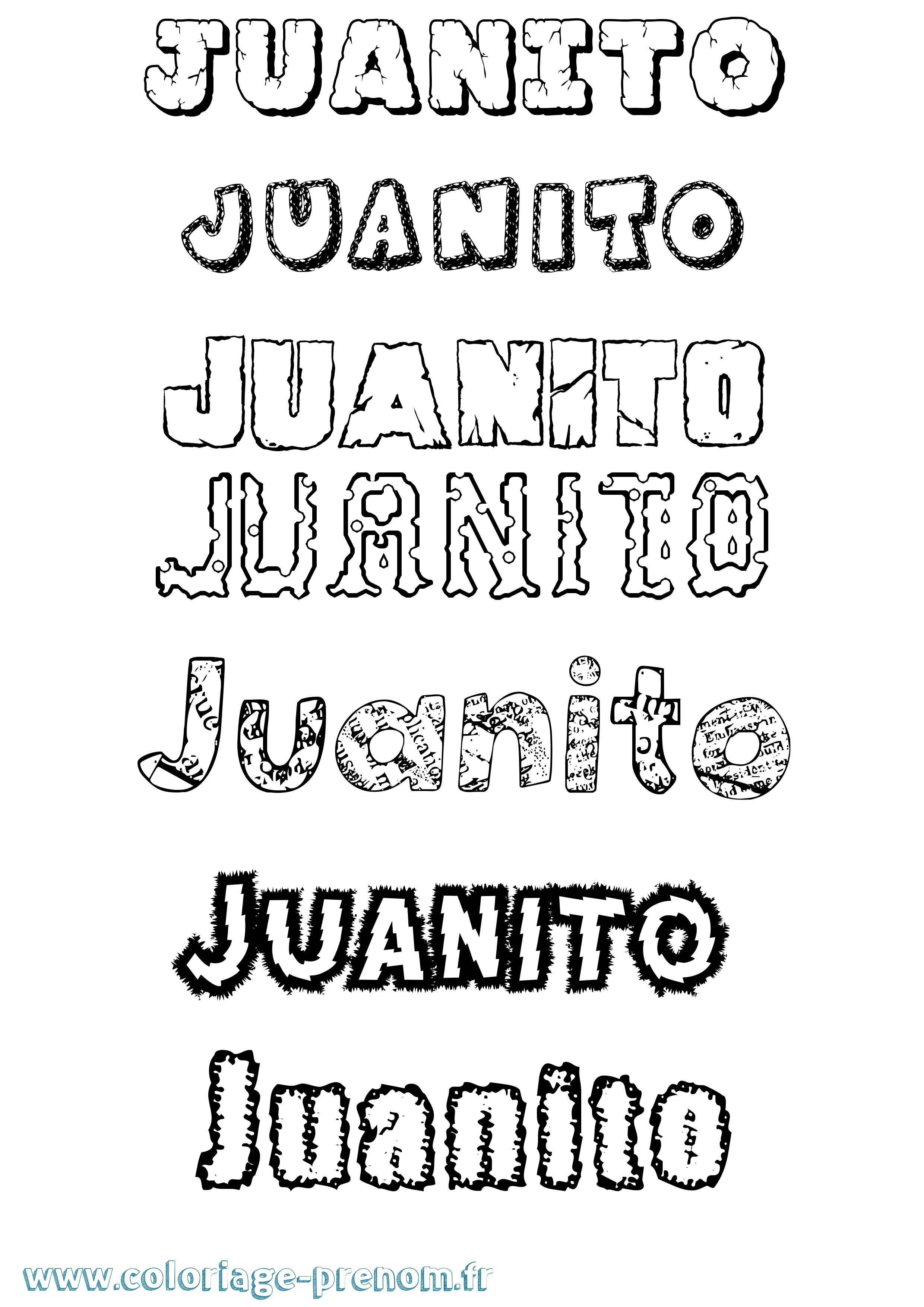 Coloriage prénom Juanito Destructuré