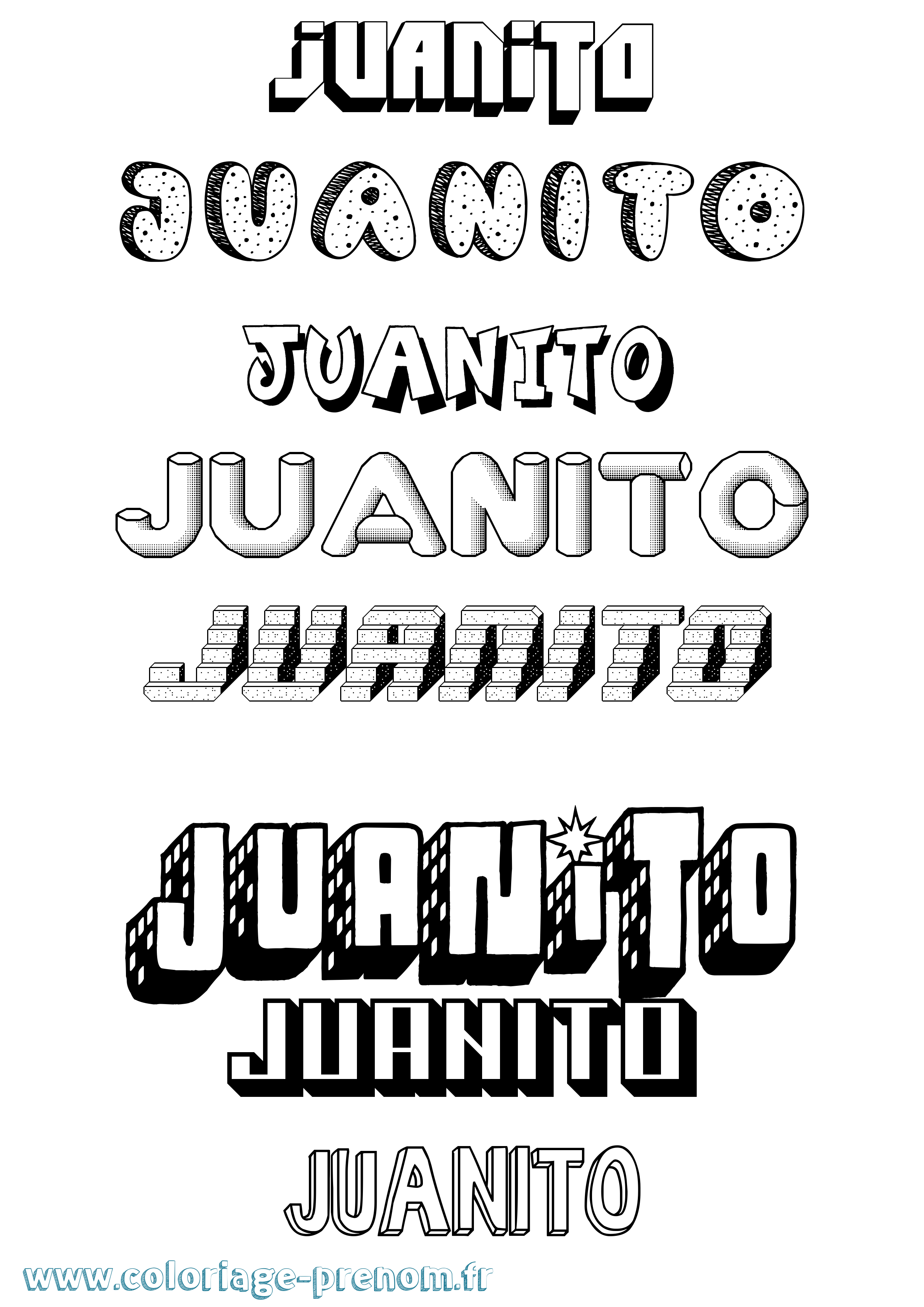 Coloriage prénom Juanito Effet 3D