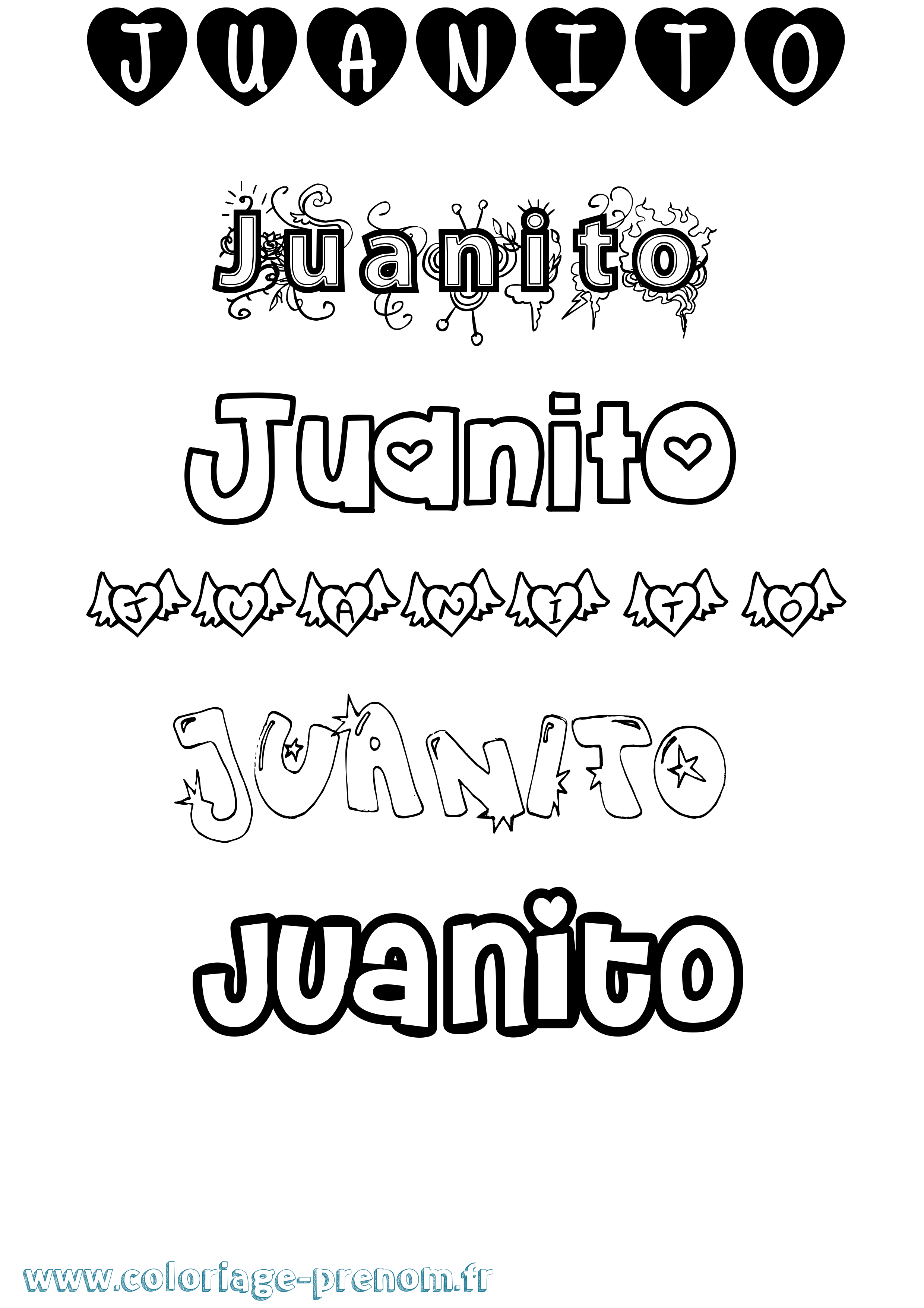 Coloriage prénom Juanito Girly