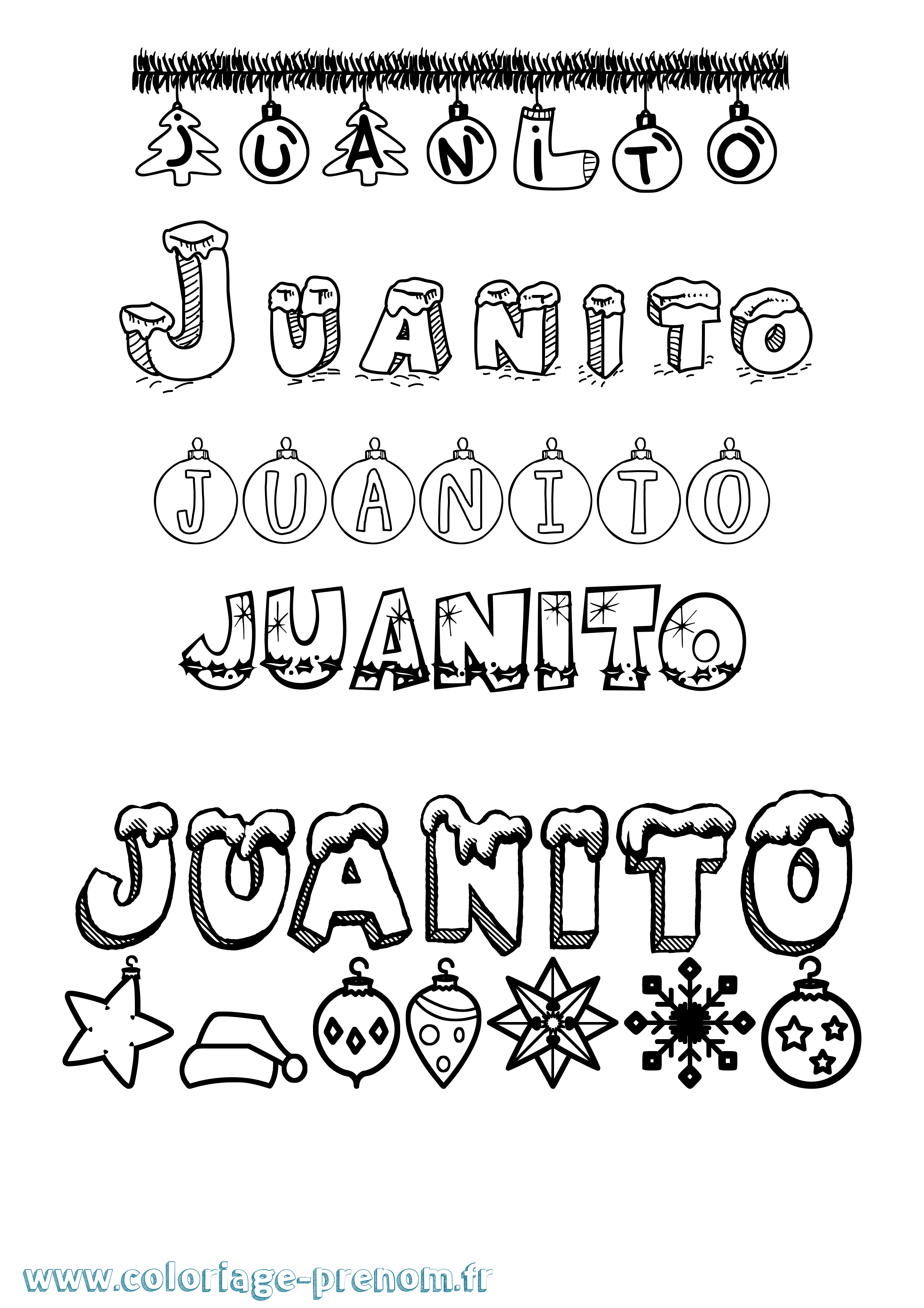 Coloriage prénom Juanito Noël