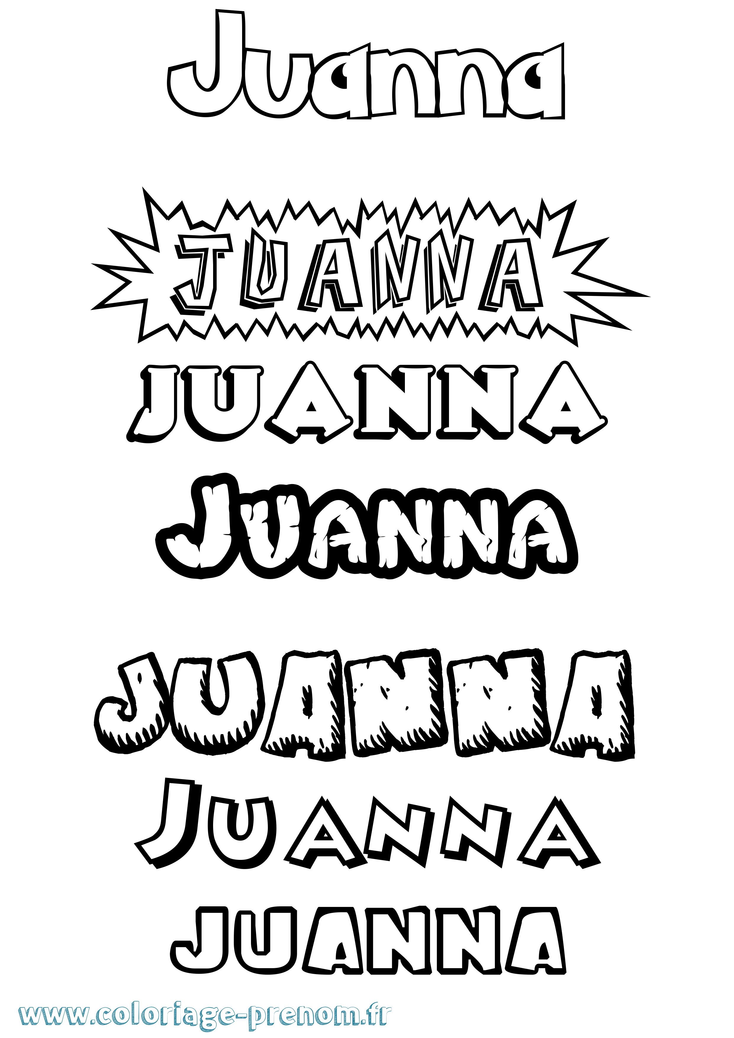 Coloriage prénom Juanna Dessin Animé