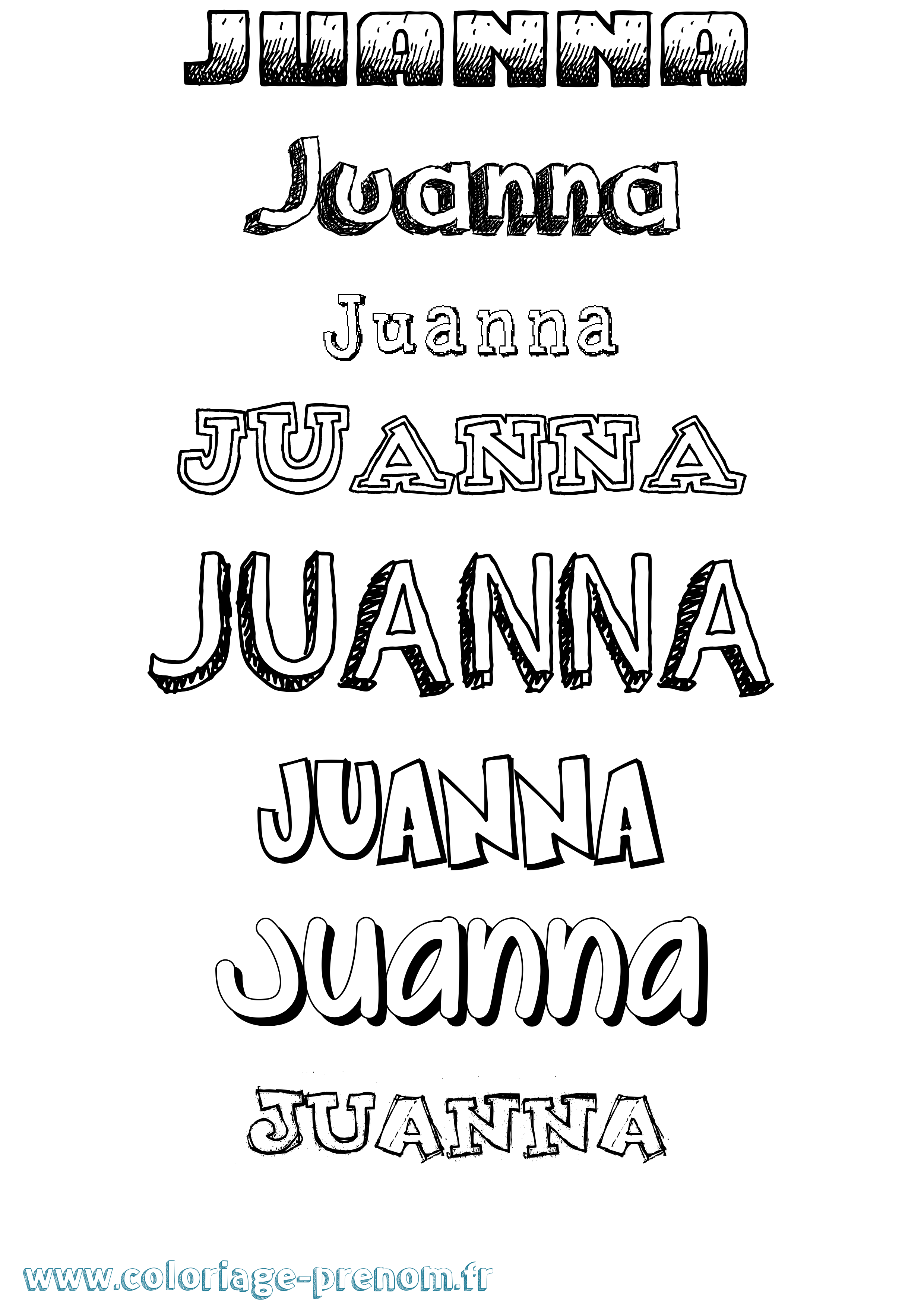 Coloriage prénom Juanna Dessiné
