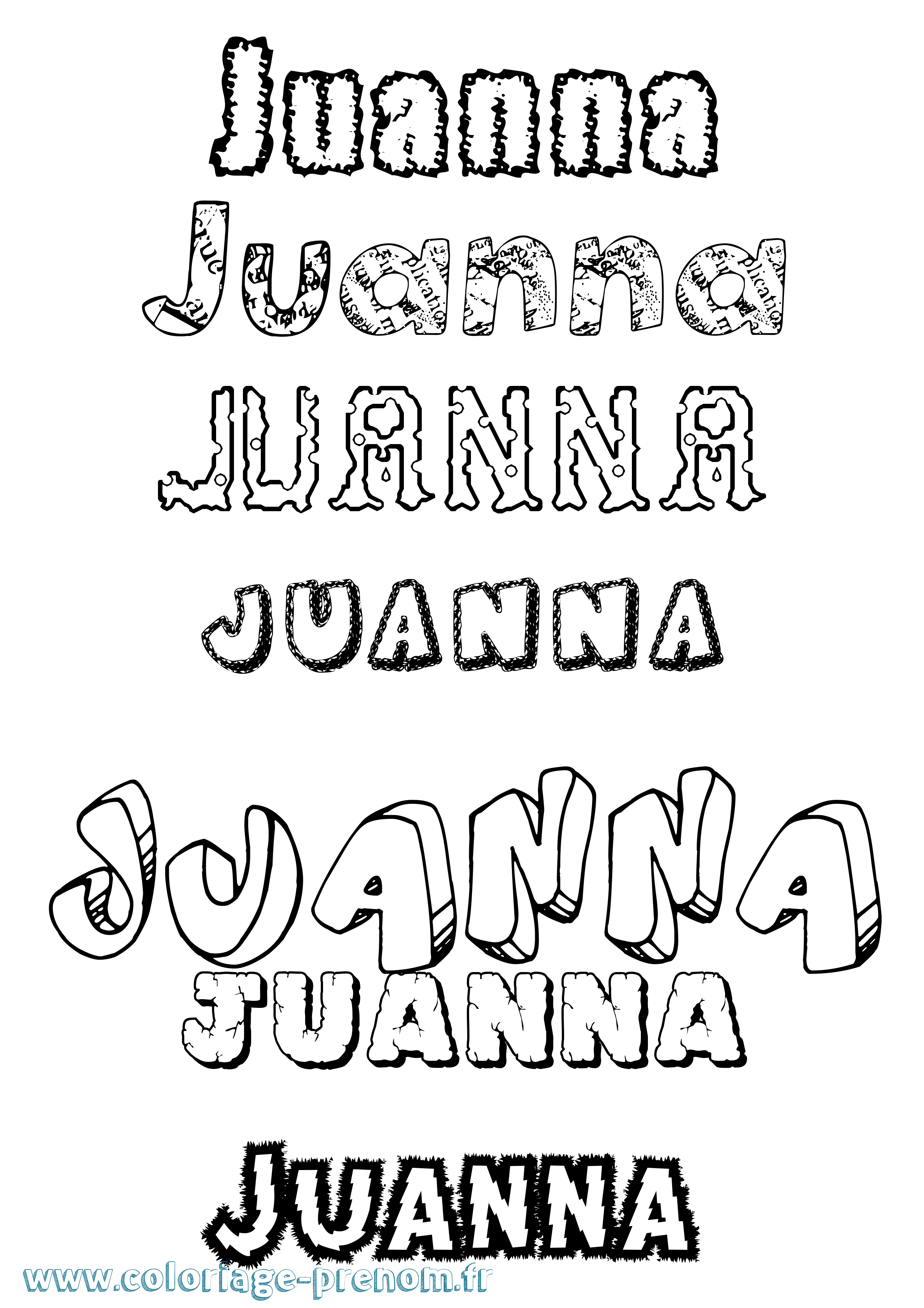Coloriage prénom Juanna Destructuré