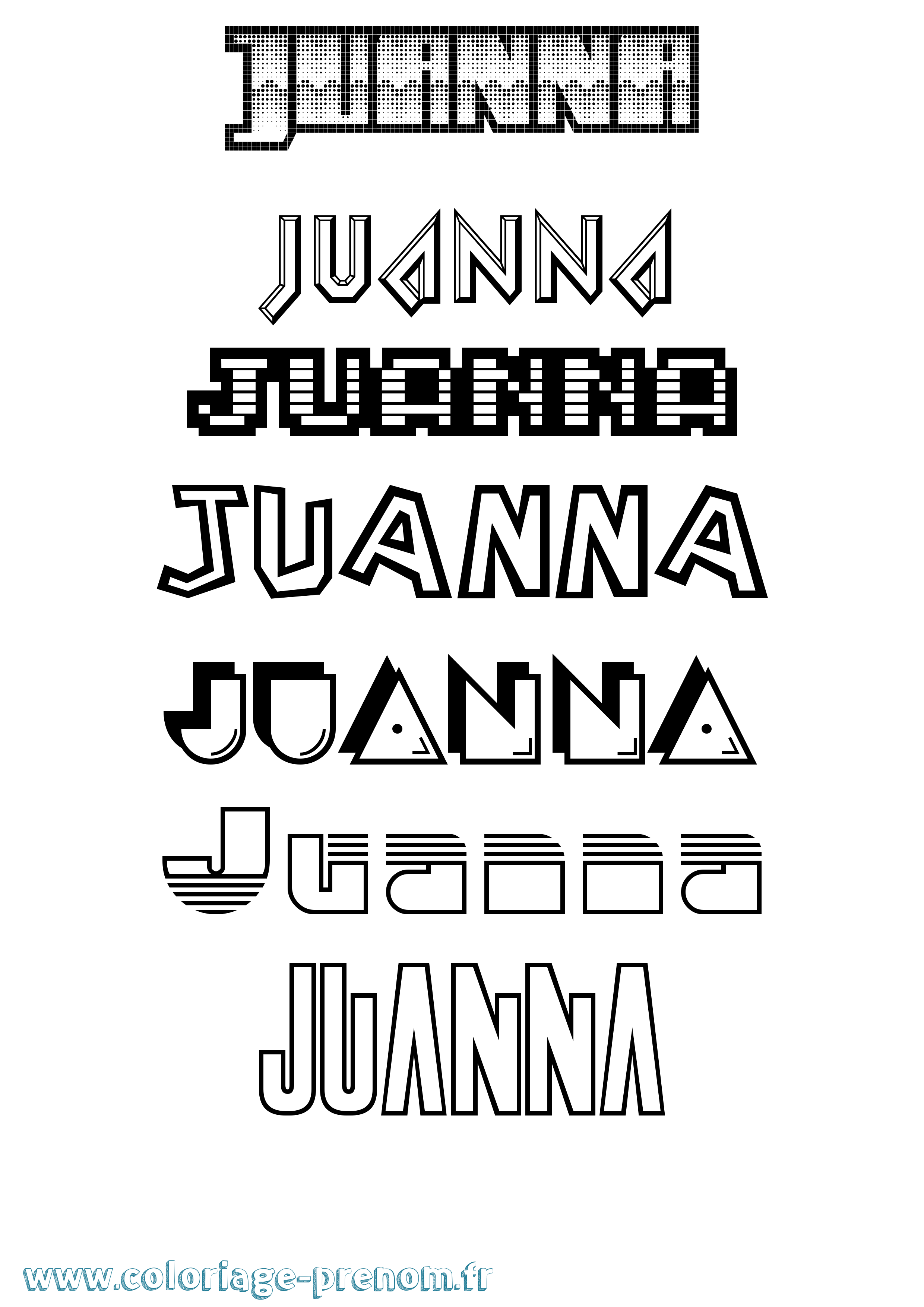 Coloriage prénom Juanna Jeux Vidéos