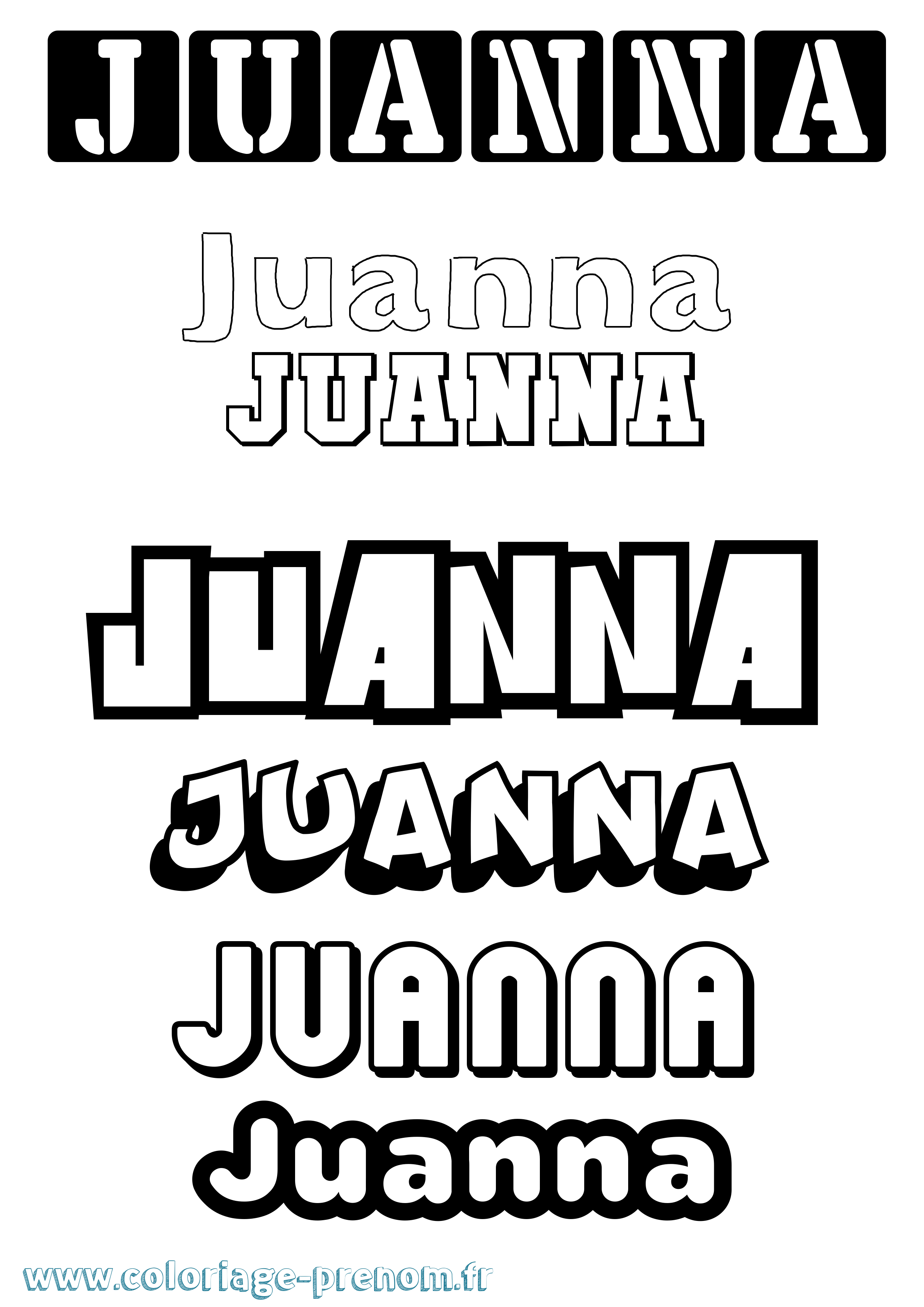 Coloriage prénom Juanna Simple