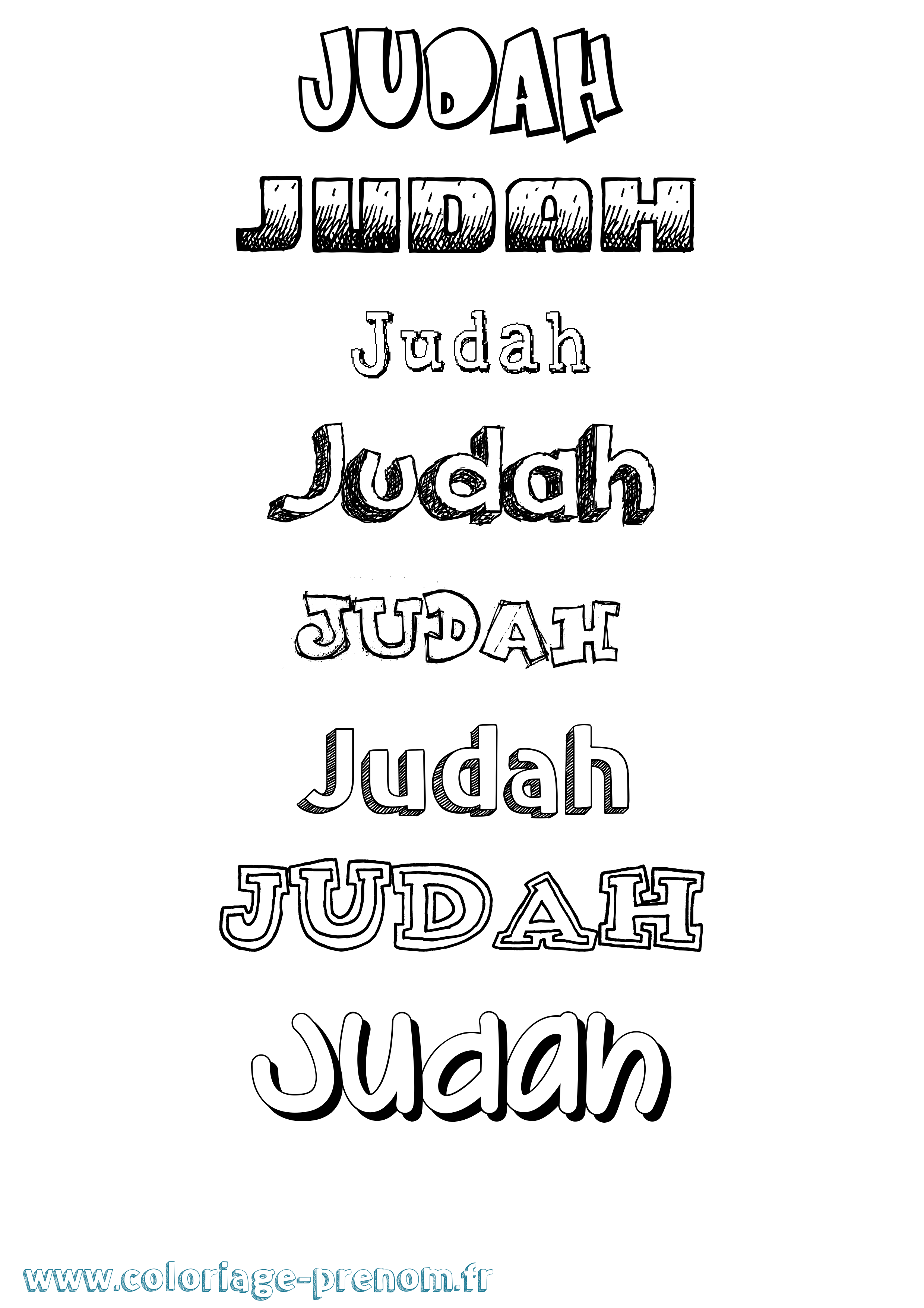 Coloriage prénom Judah Dessiné