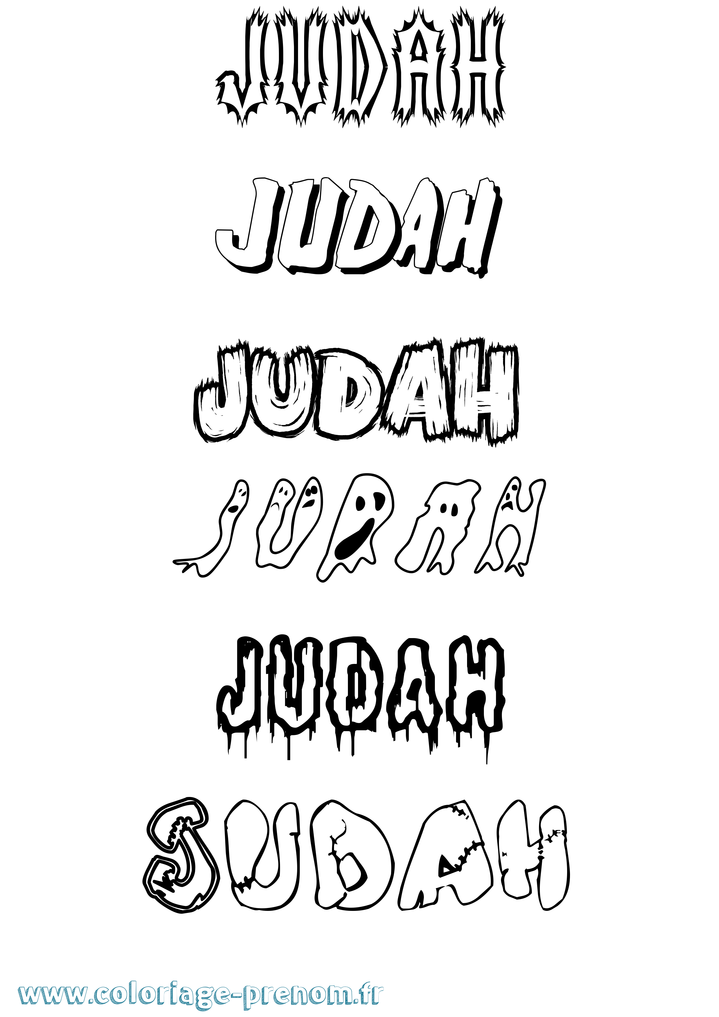 Coloriage prénom Judah Frisson