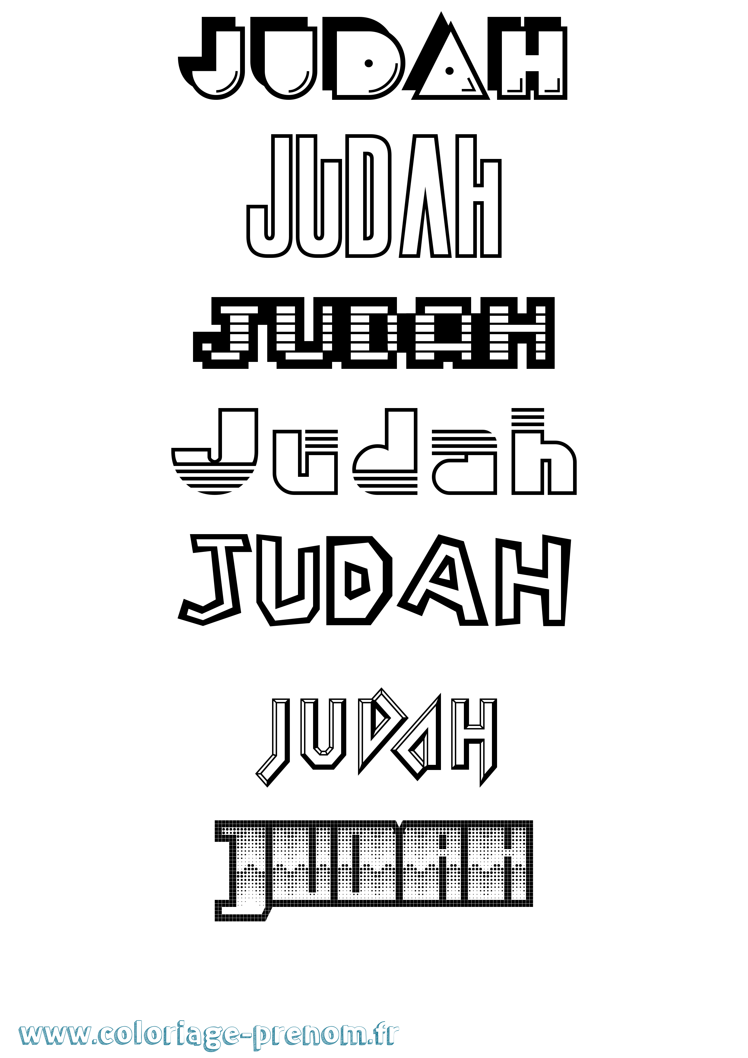 Coloriage prénom Judah Jeux Vidéos