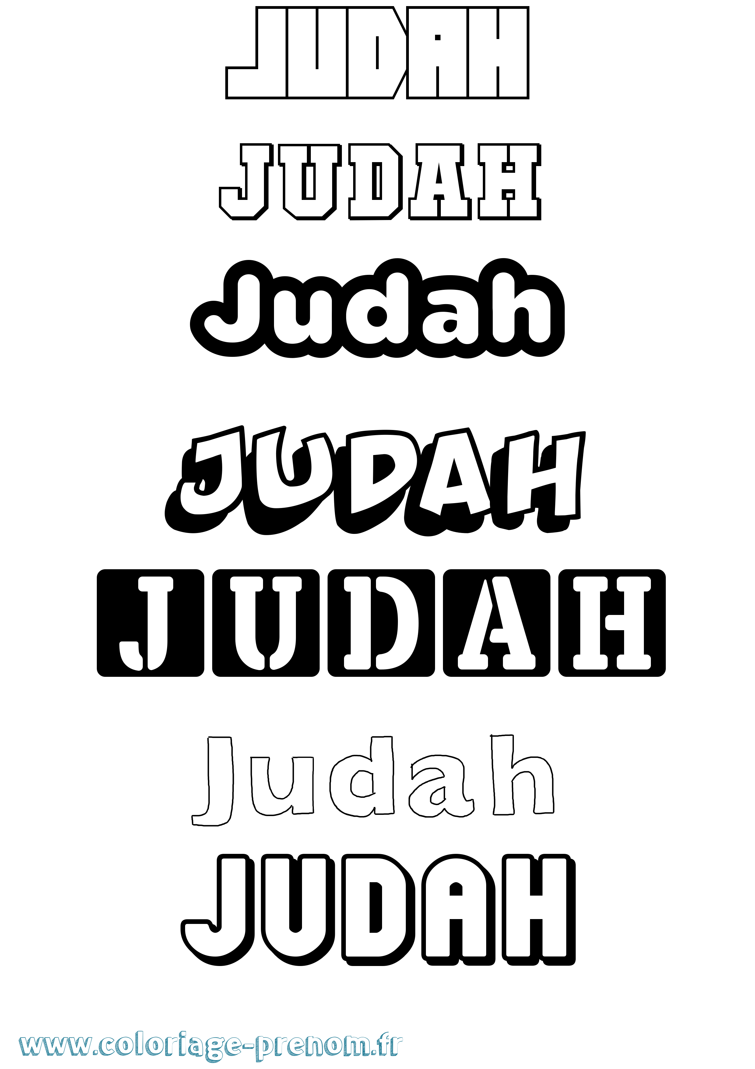 Coloriage prénom Judah Simple