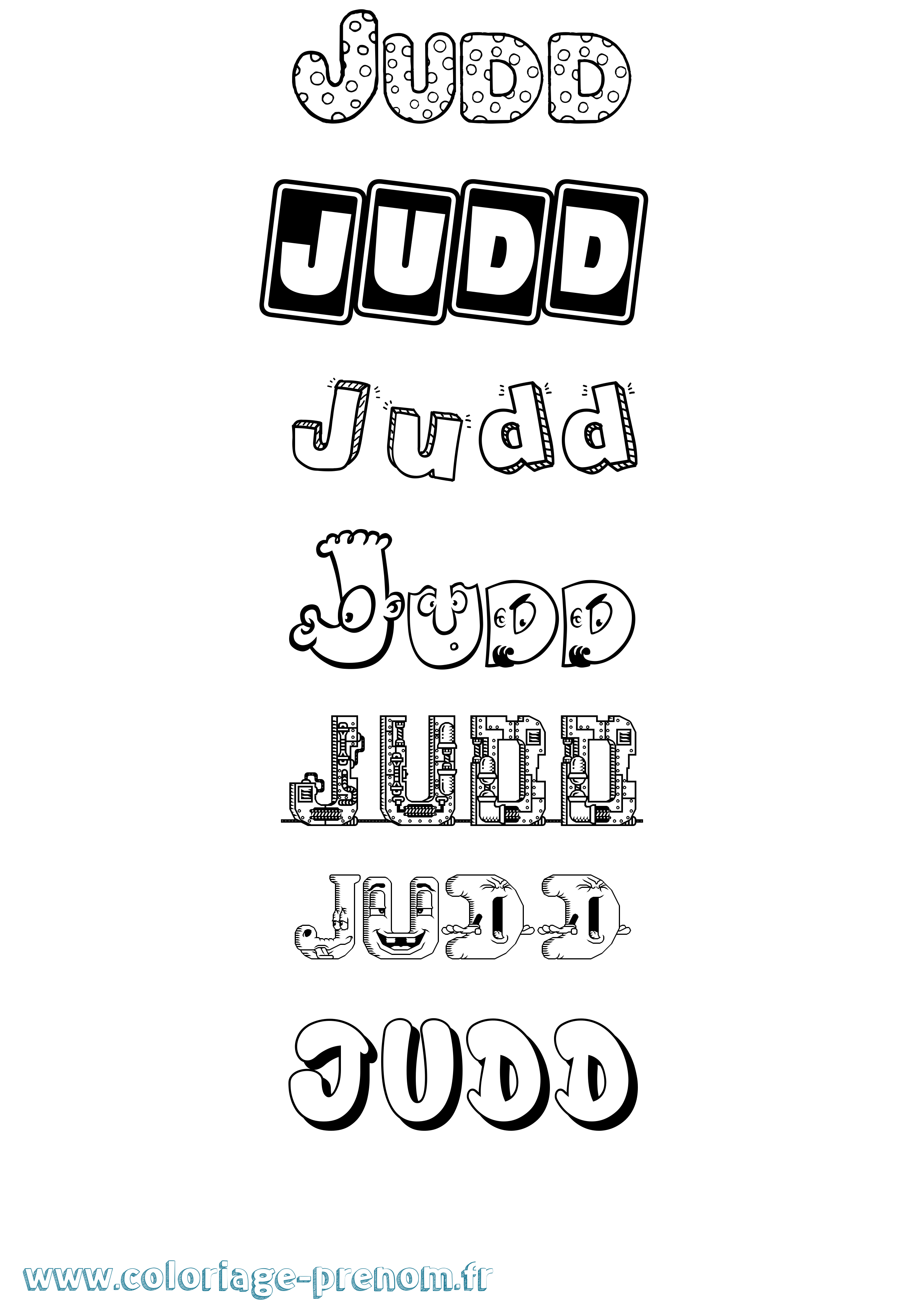 Coloriage prénom Judd Fun