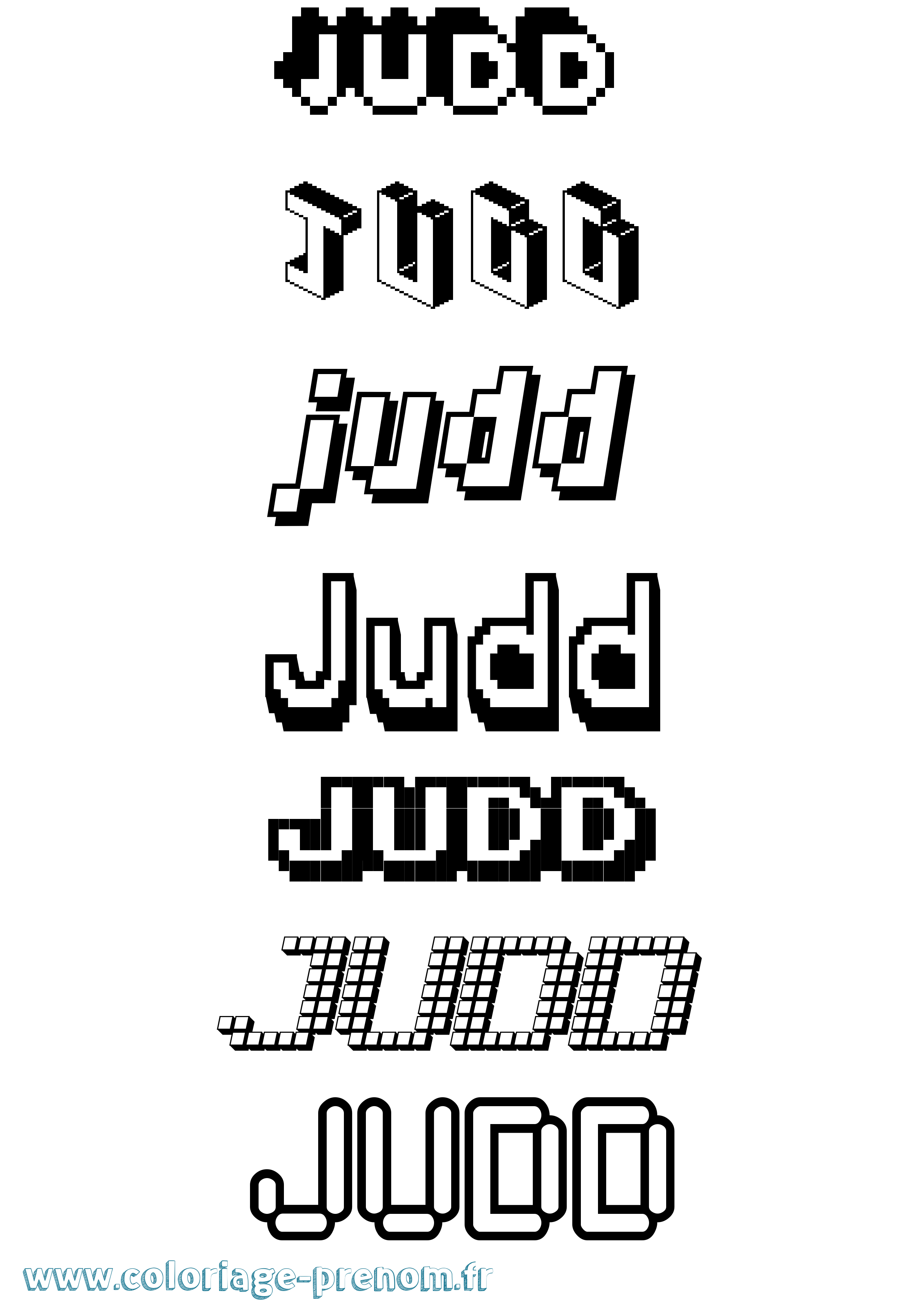 Coloriage prénom Judd Pixel