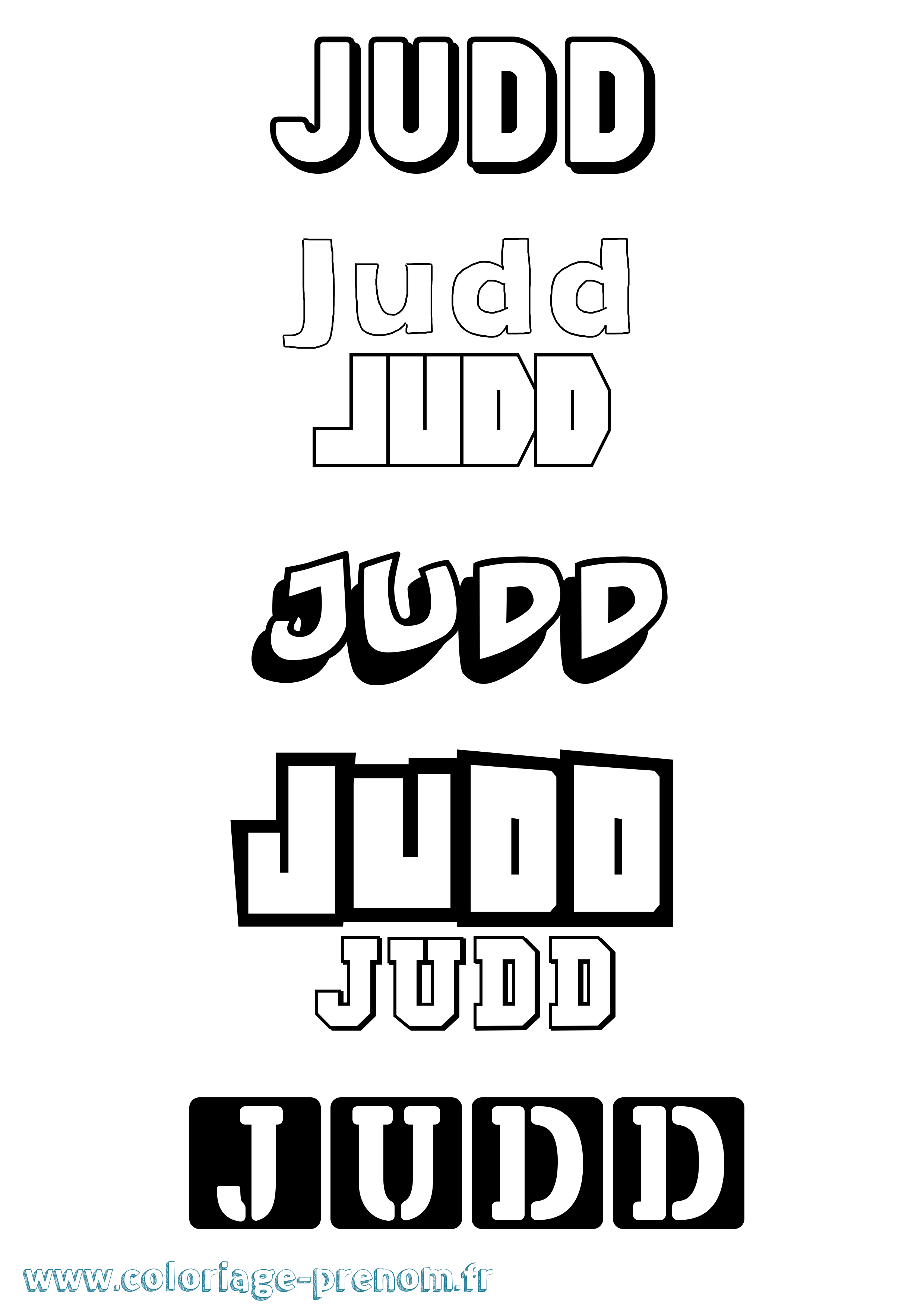 Coloriage prénom Judd Simple