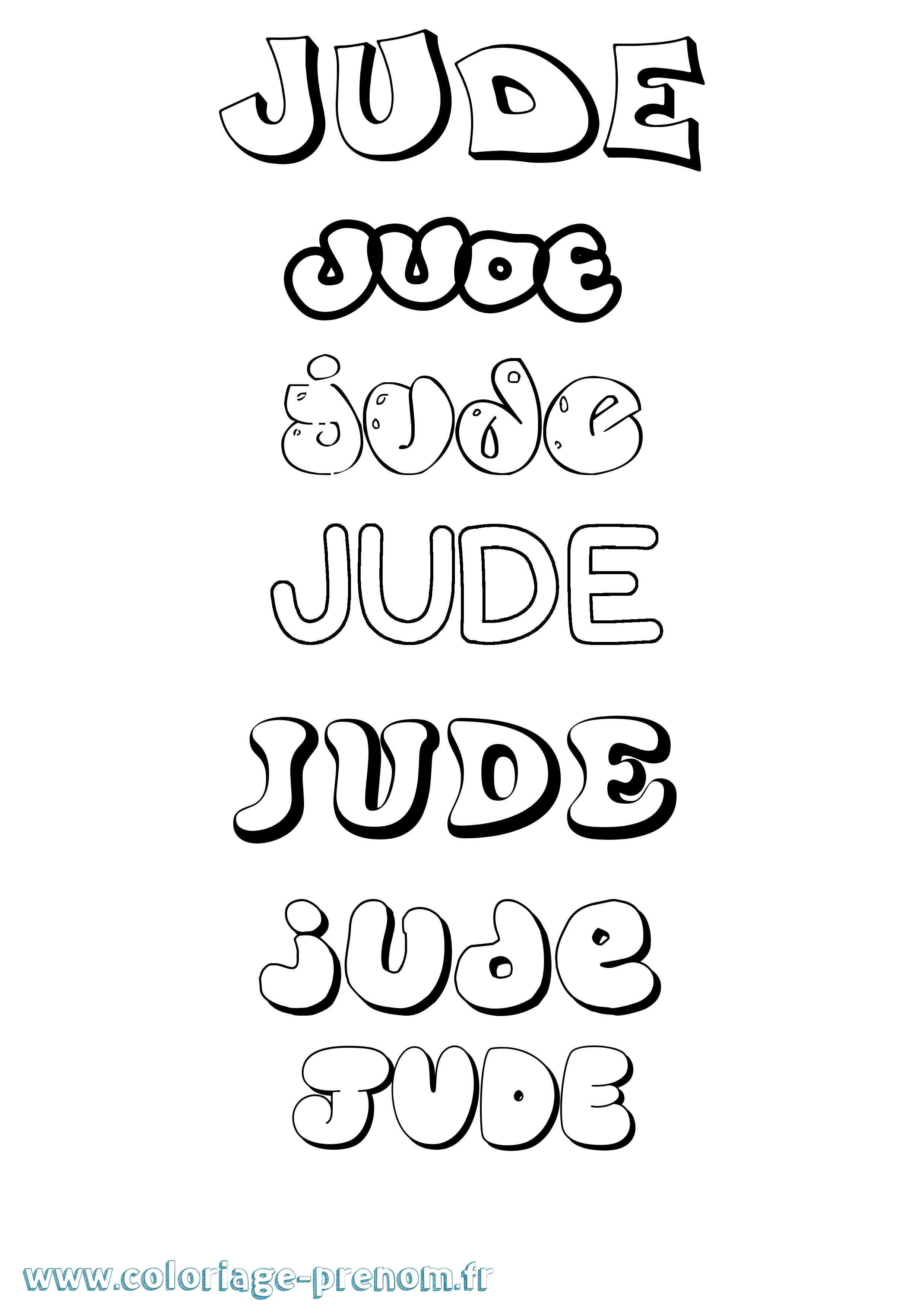 Coloriage Jude Bubble Coloriage prénom Jude Bubble