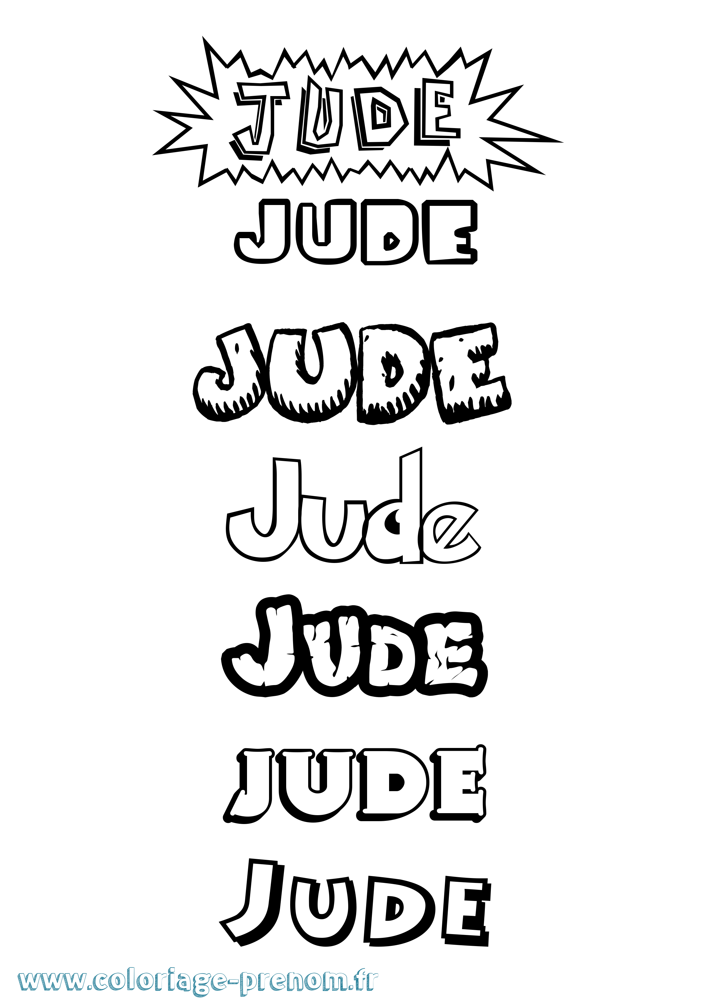 Coloriage Jude Dessin Animé Coloriage prénom Jude Dessin Animé