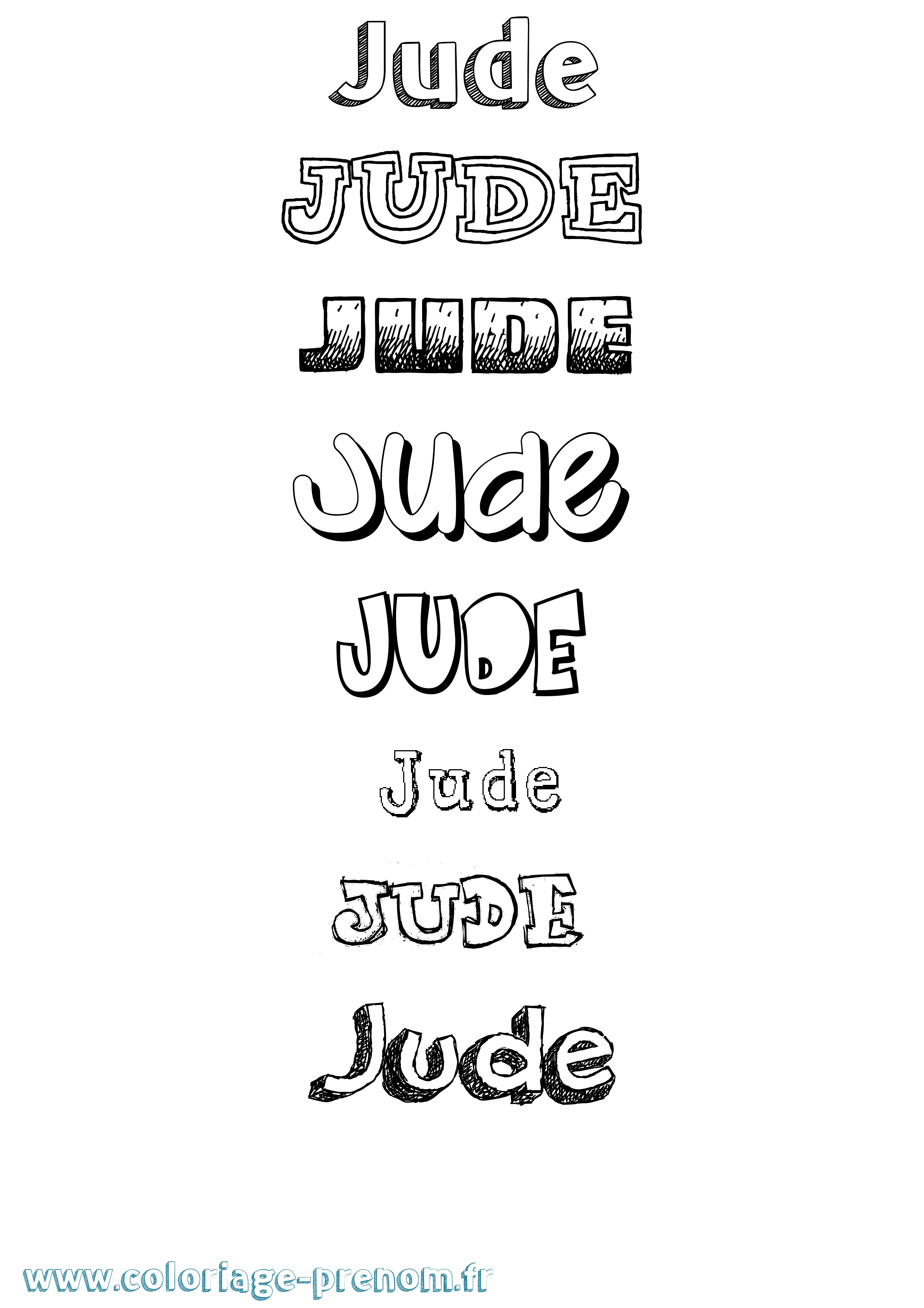 Coloriage Jude Dessiné Coloriage prénom Jude Dessiné