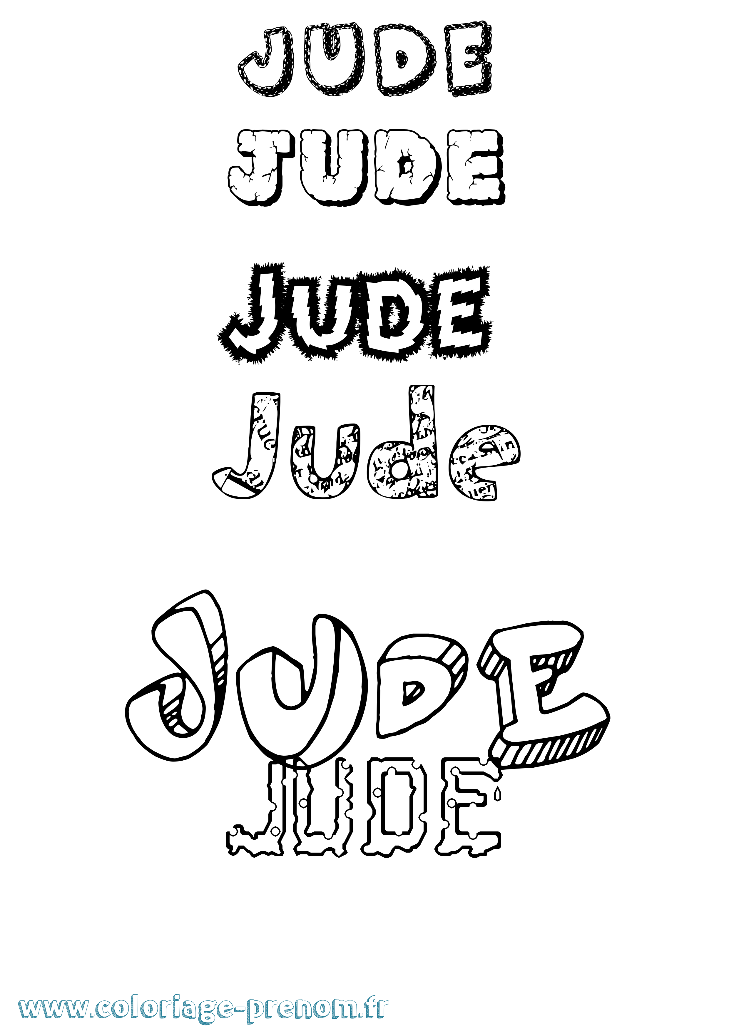 Coloriage prénom Jude Destructuré