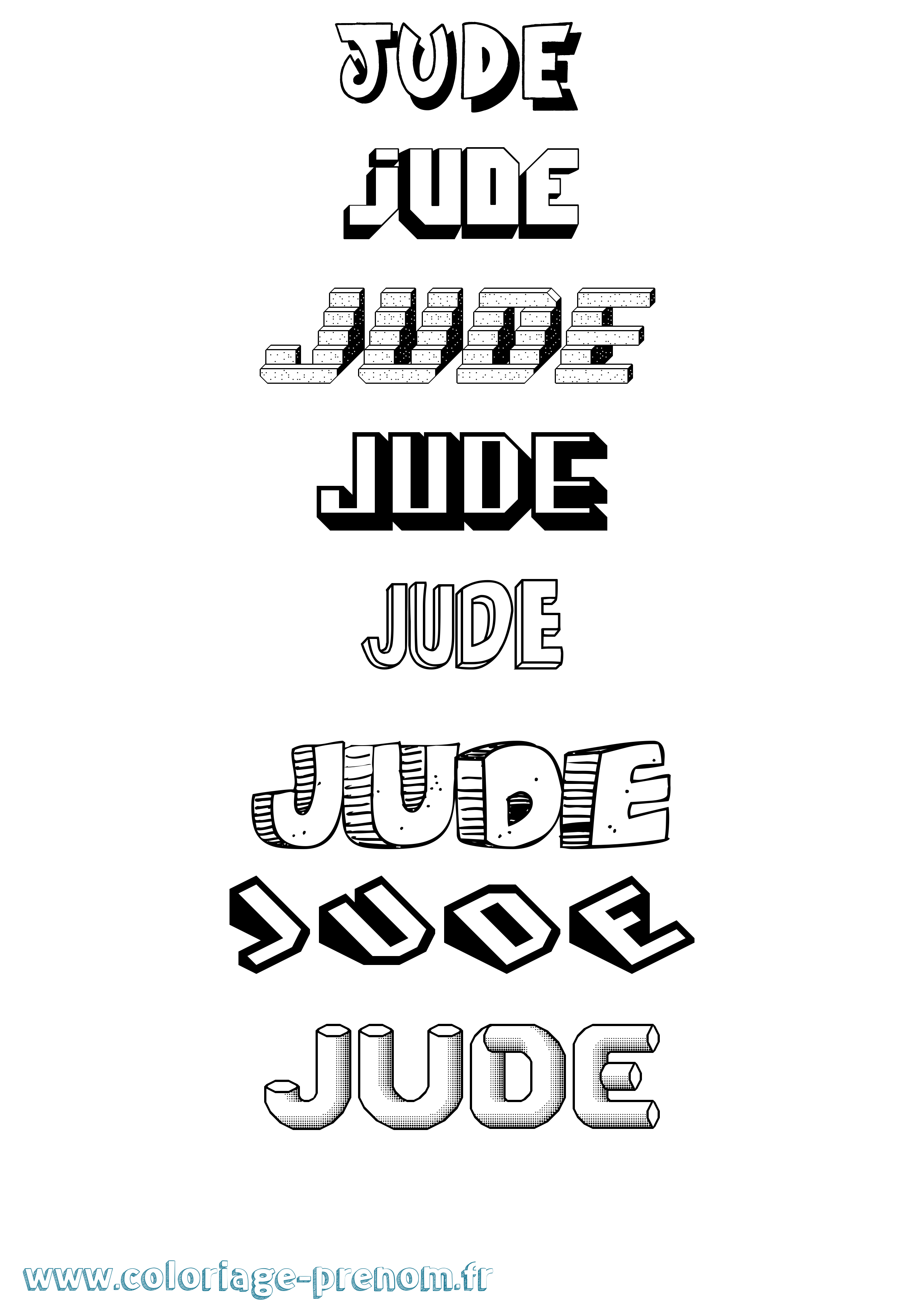 Coloriage Jude Effet 3D Coloriage prénom Jude Effet 3D