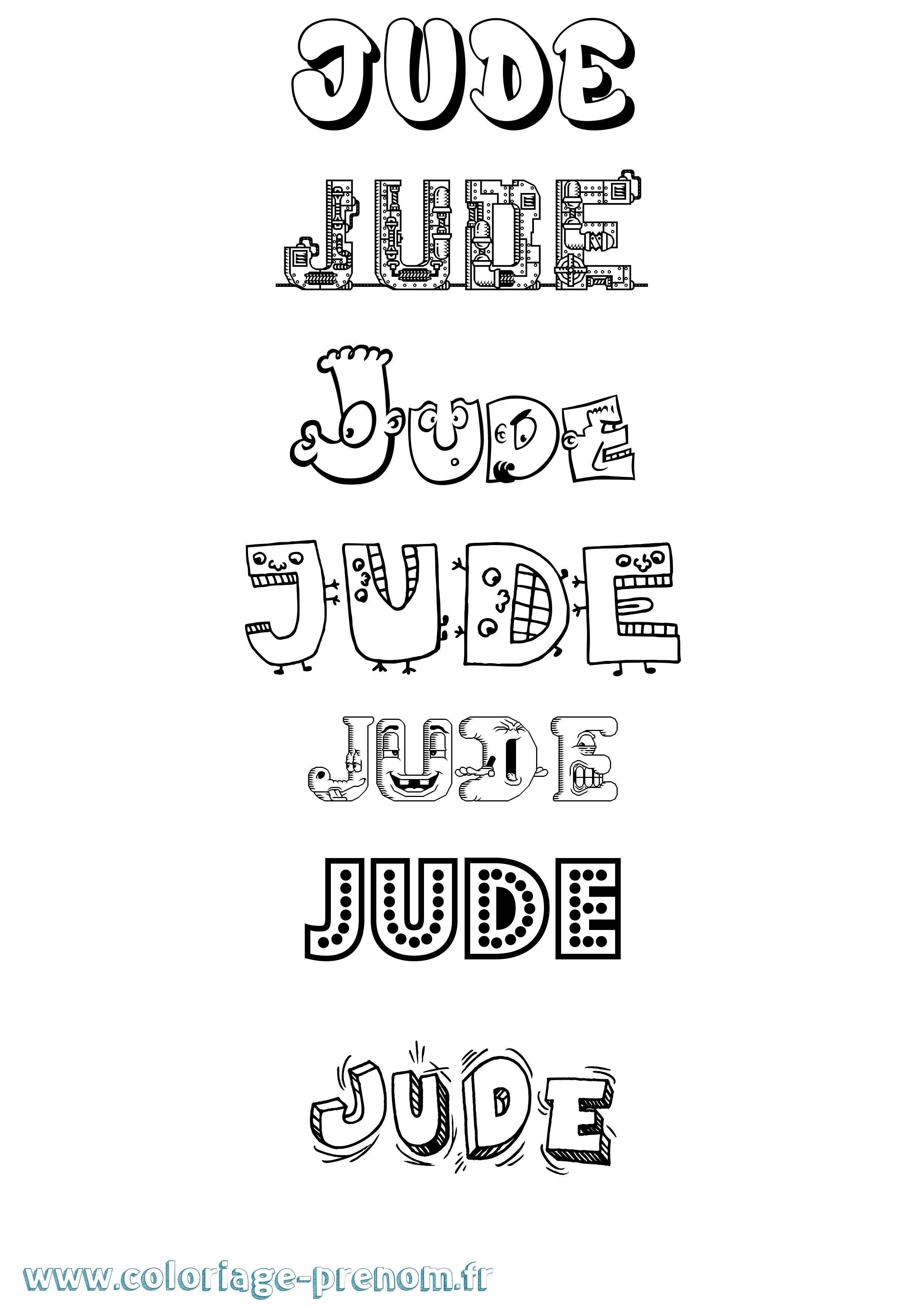 Coloriage Jude Fun Coloriage prénom Jude Fun