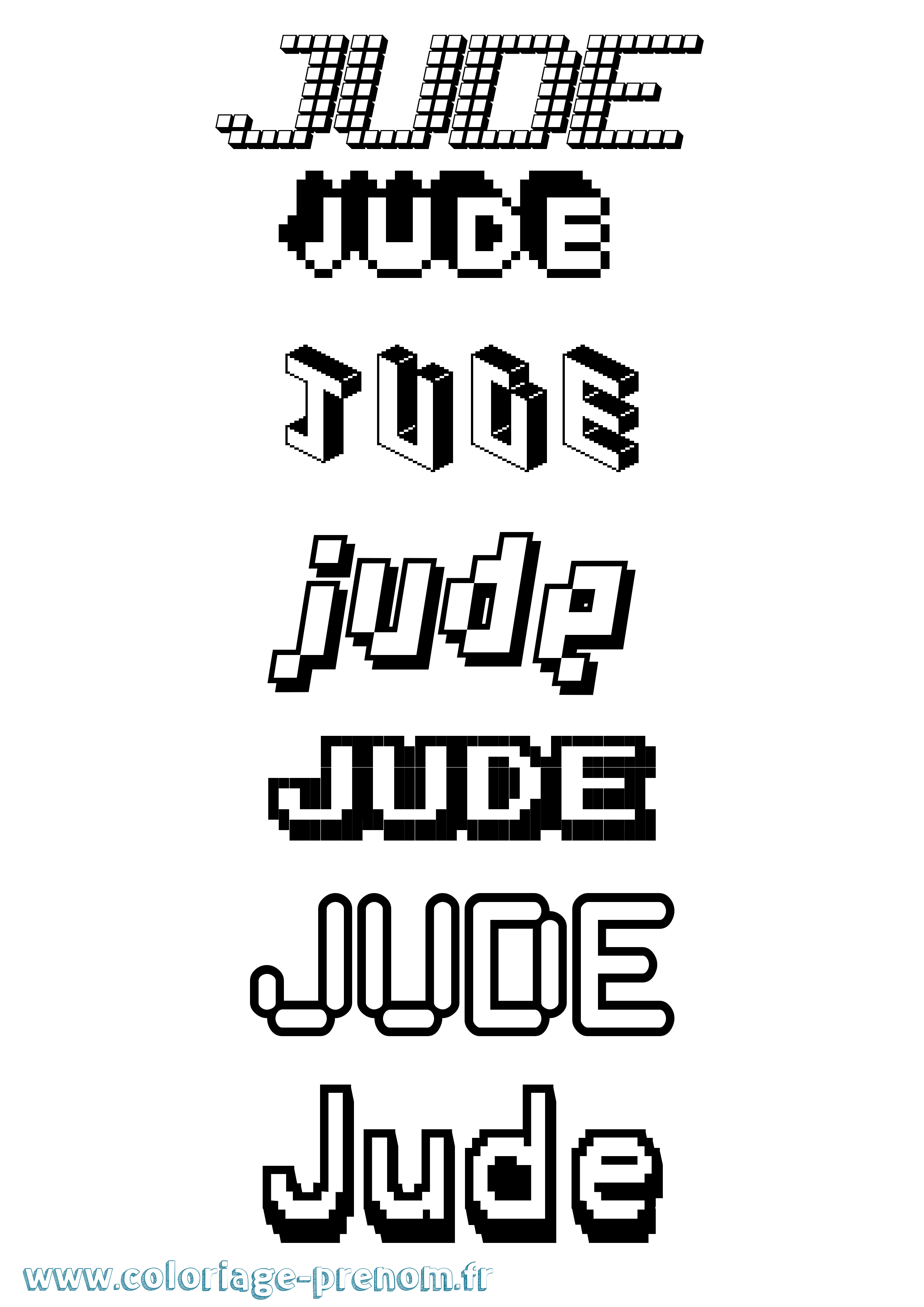 Coloriage prénom Jude Pixel