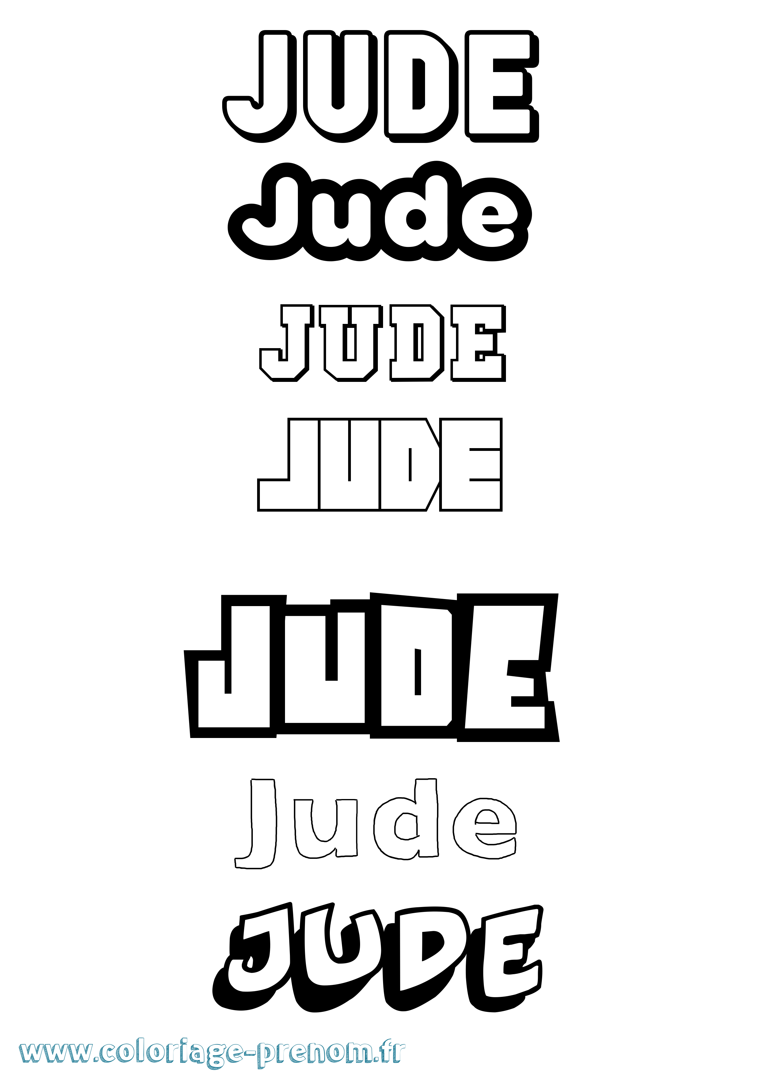 Coloriage Jude Simple Coloriage prénom Jude Simple