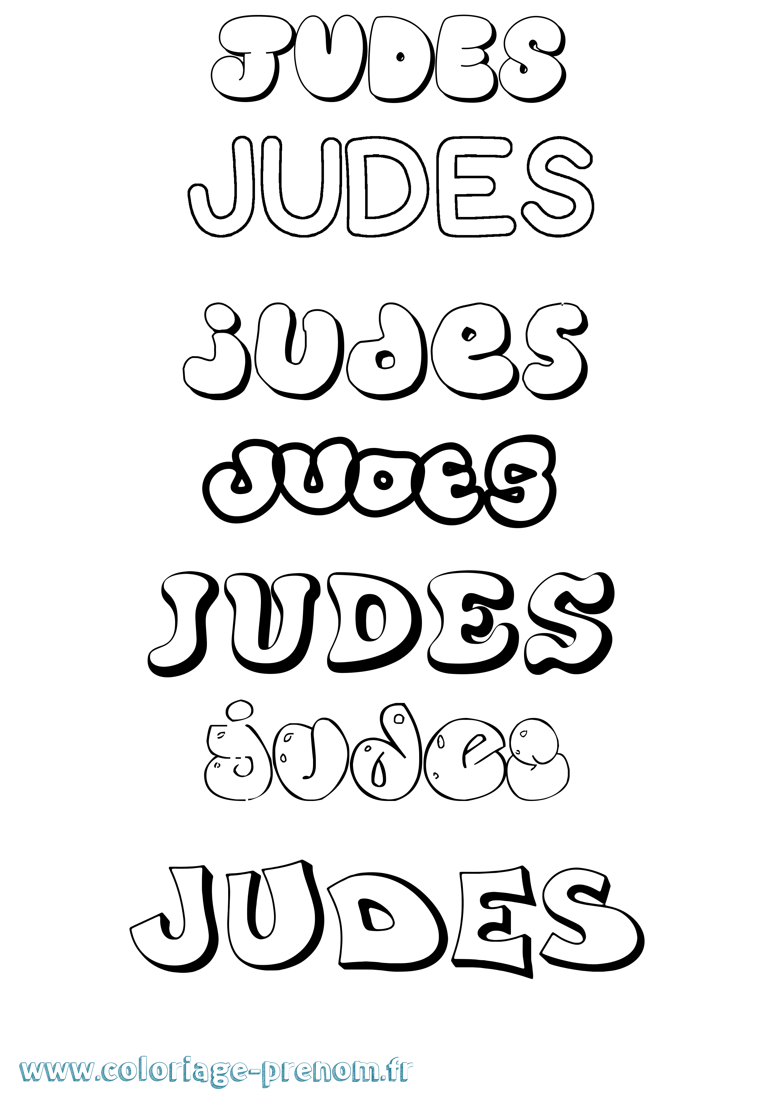Coloriage Judes Bubble Coloriage prénom Judes Bubble