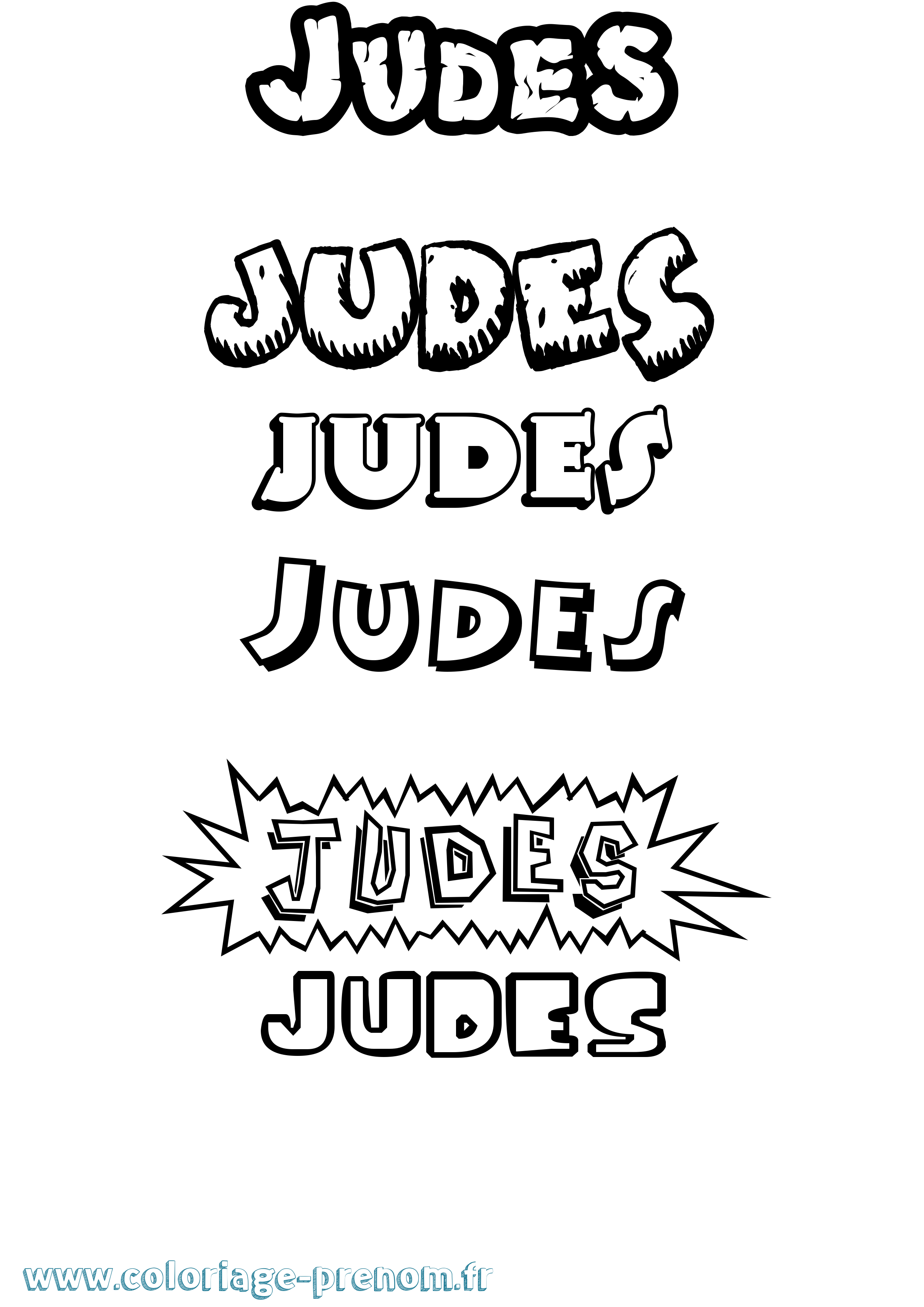 Coloriage Judes Dessin Animé Coloriage prénom Judes Dessin Animé