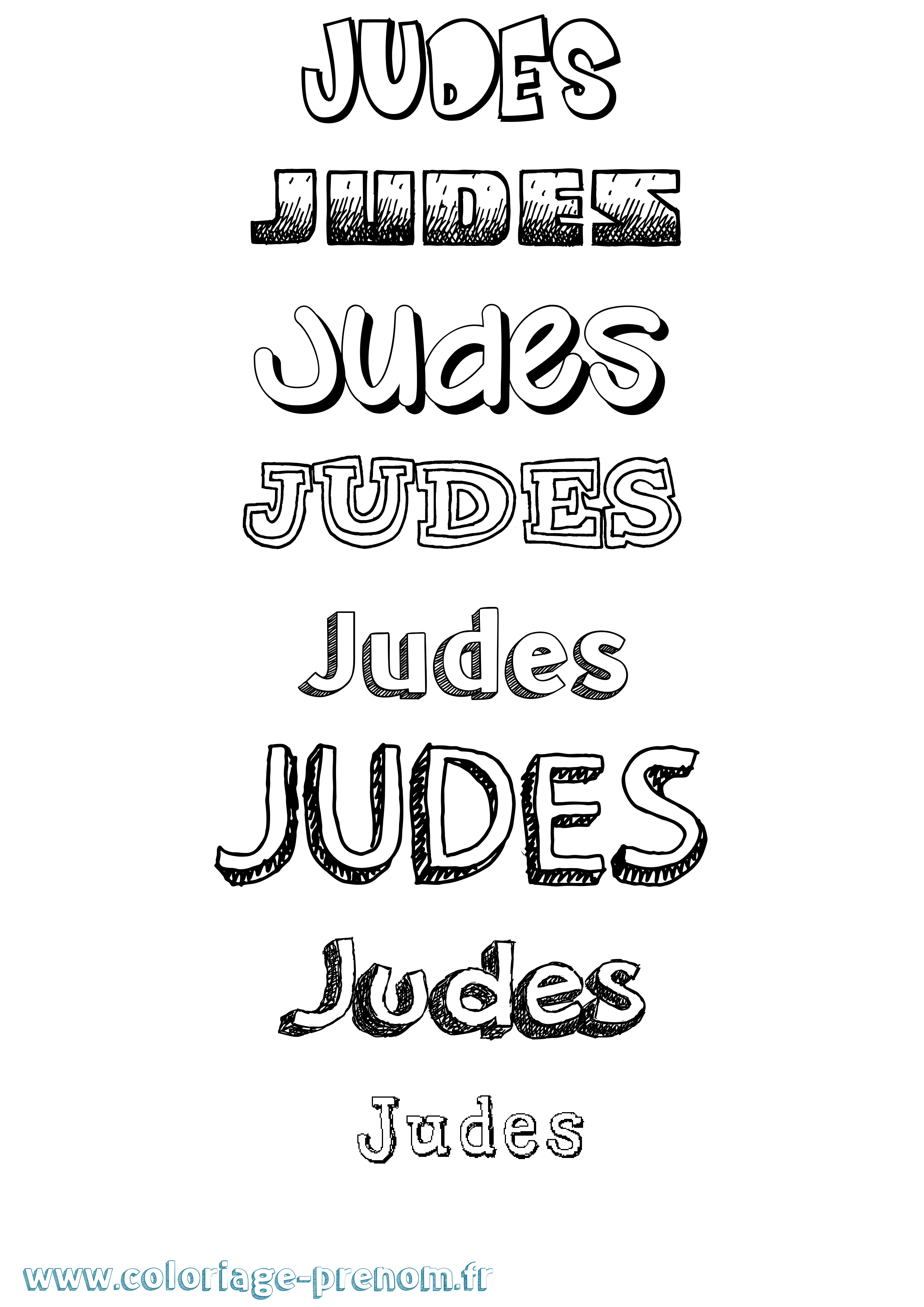 Coloriage Judes Dessiné Coloriage prénom Judes Dessiné