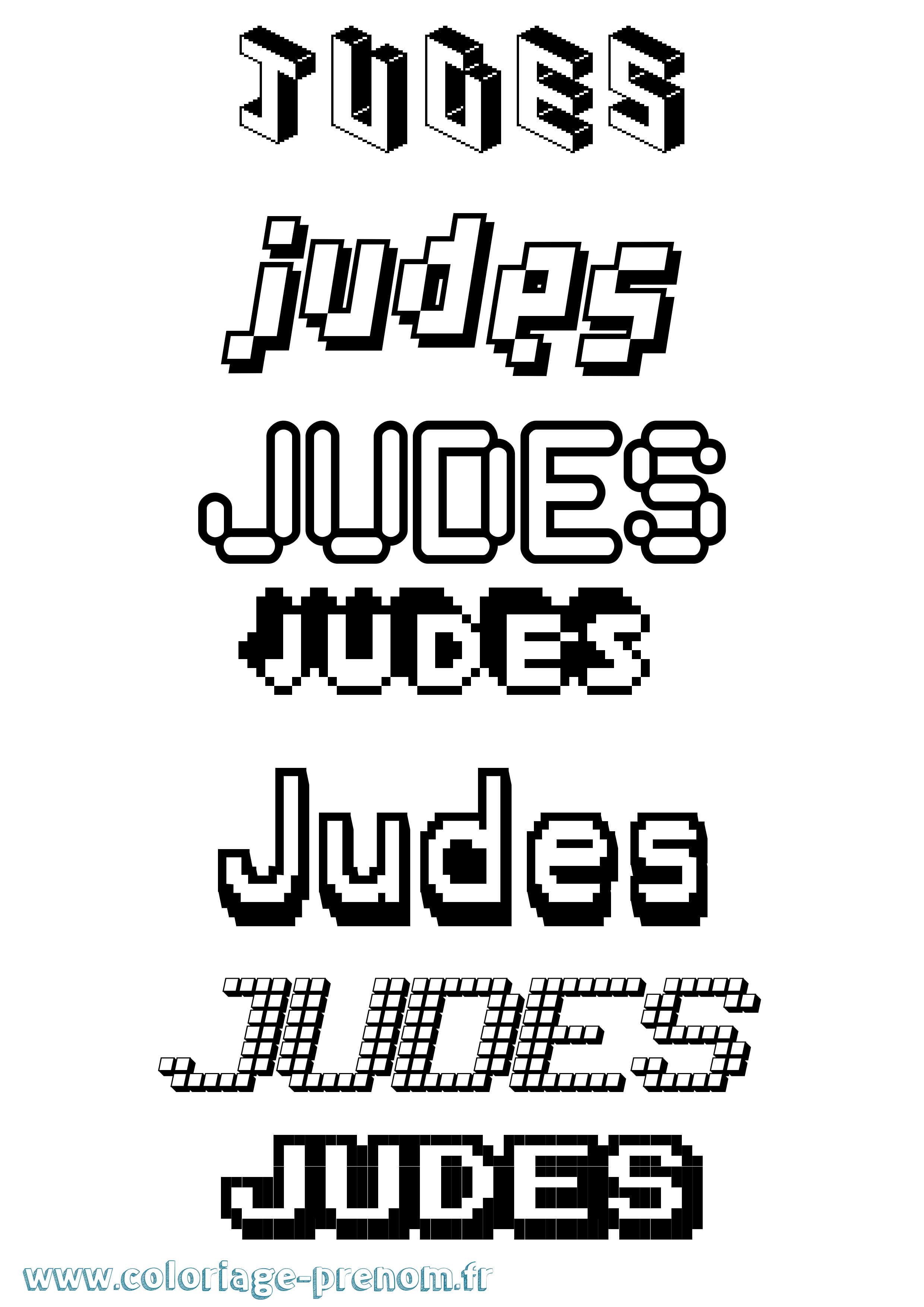 Coloriage Judes Pixel Coloriage prénom Judes Pixel
