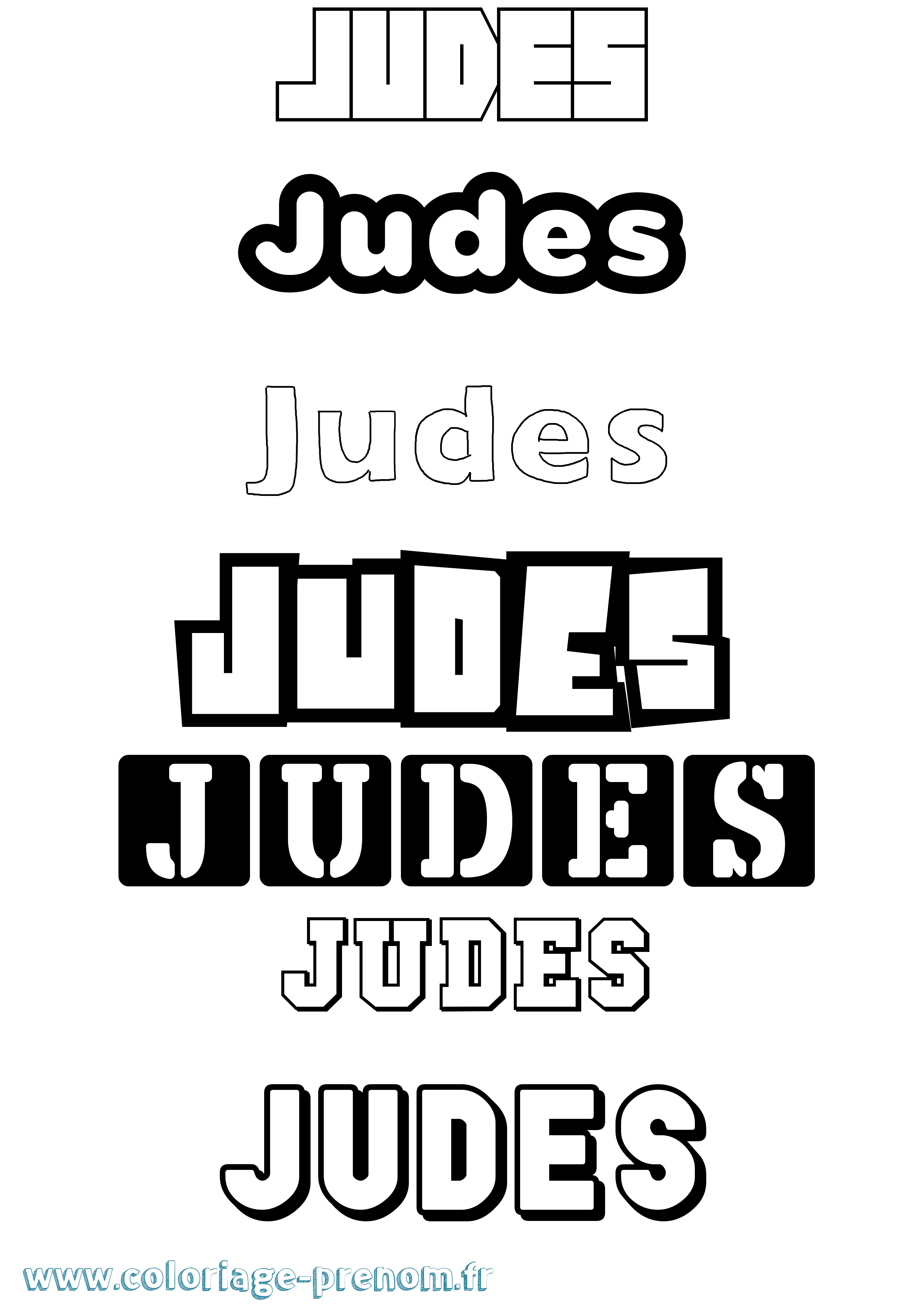 Coloriage Judes Simple Coloriage prénom Judes Simple