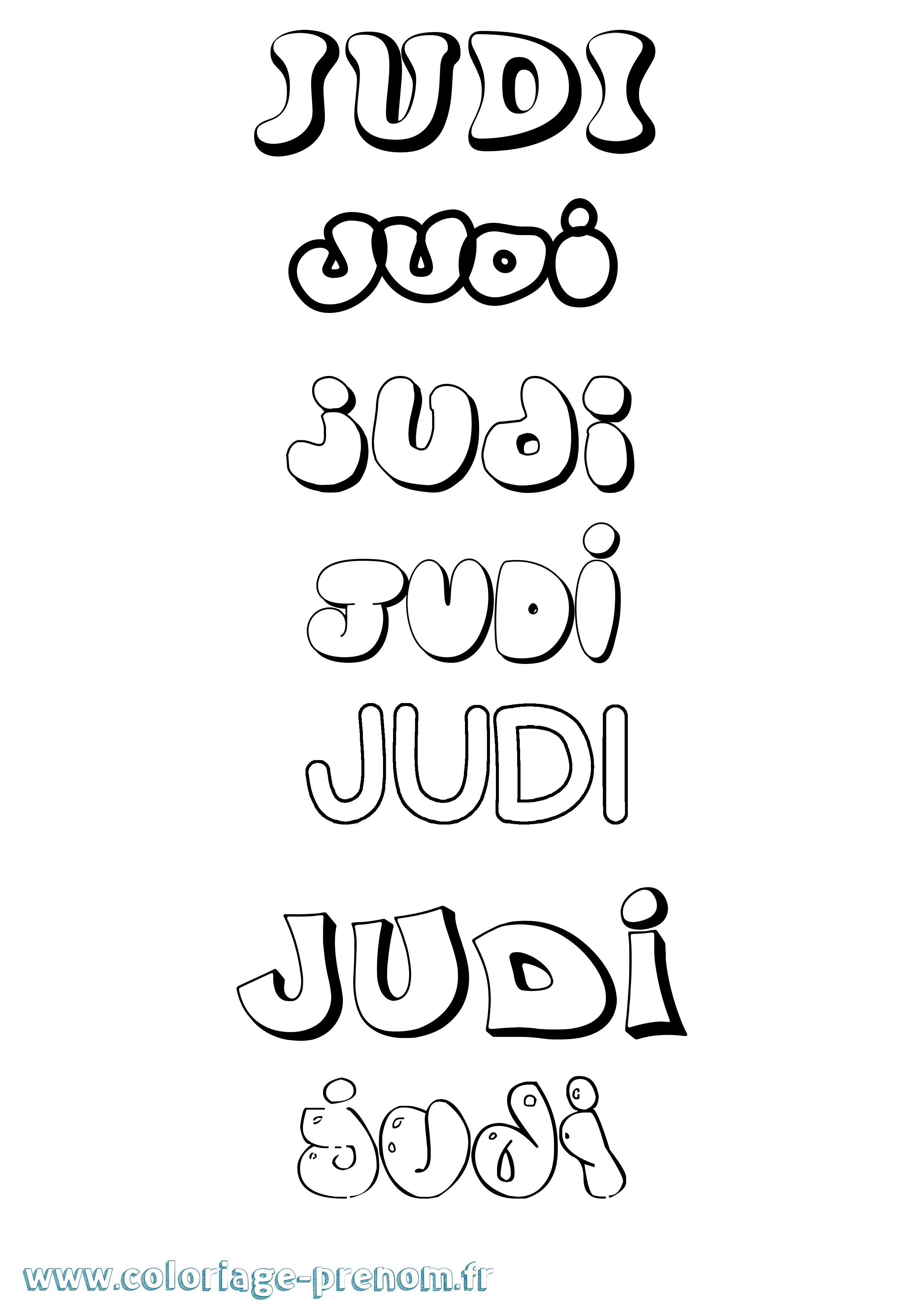 Coloriage Judi Bubble Coloriage prénom Judi Bubble