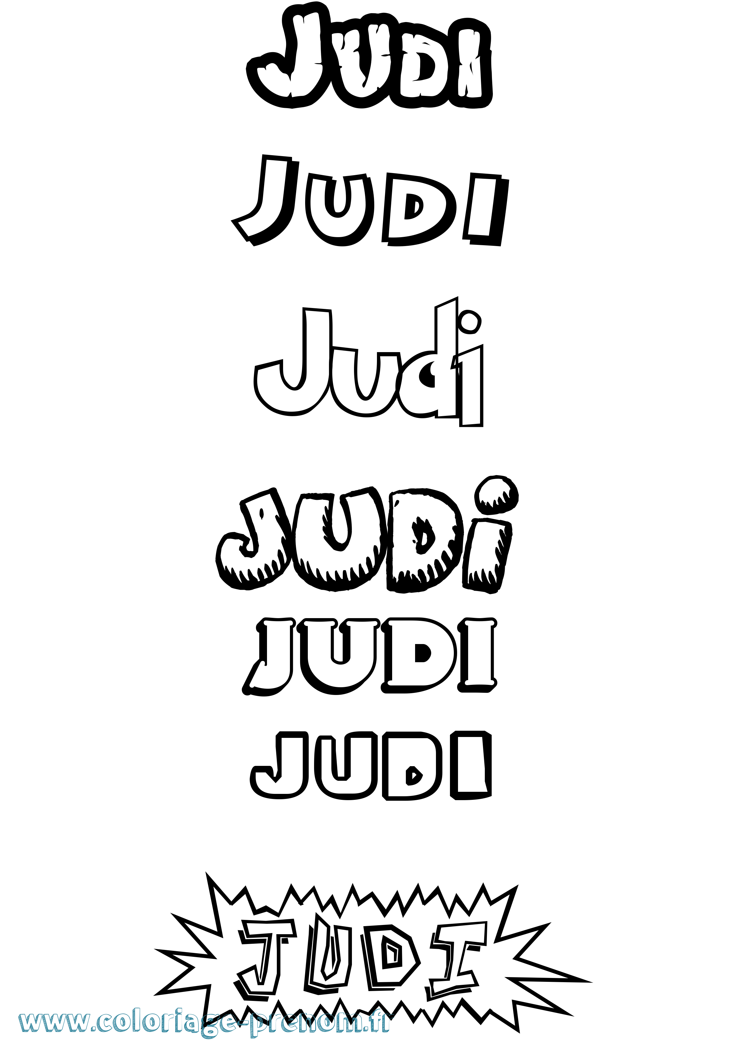 Coloriage Judi Dessin Animé Coloriage prénom Judi Dessin Animé