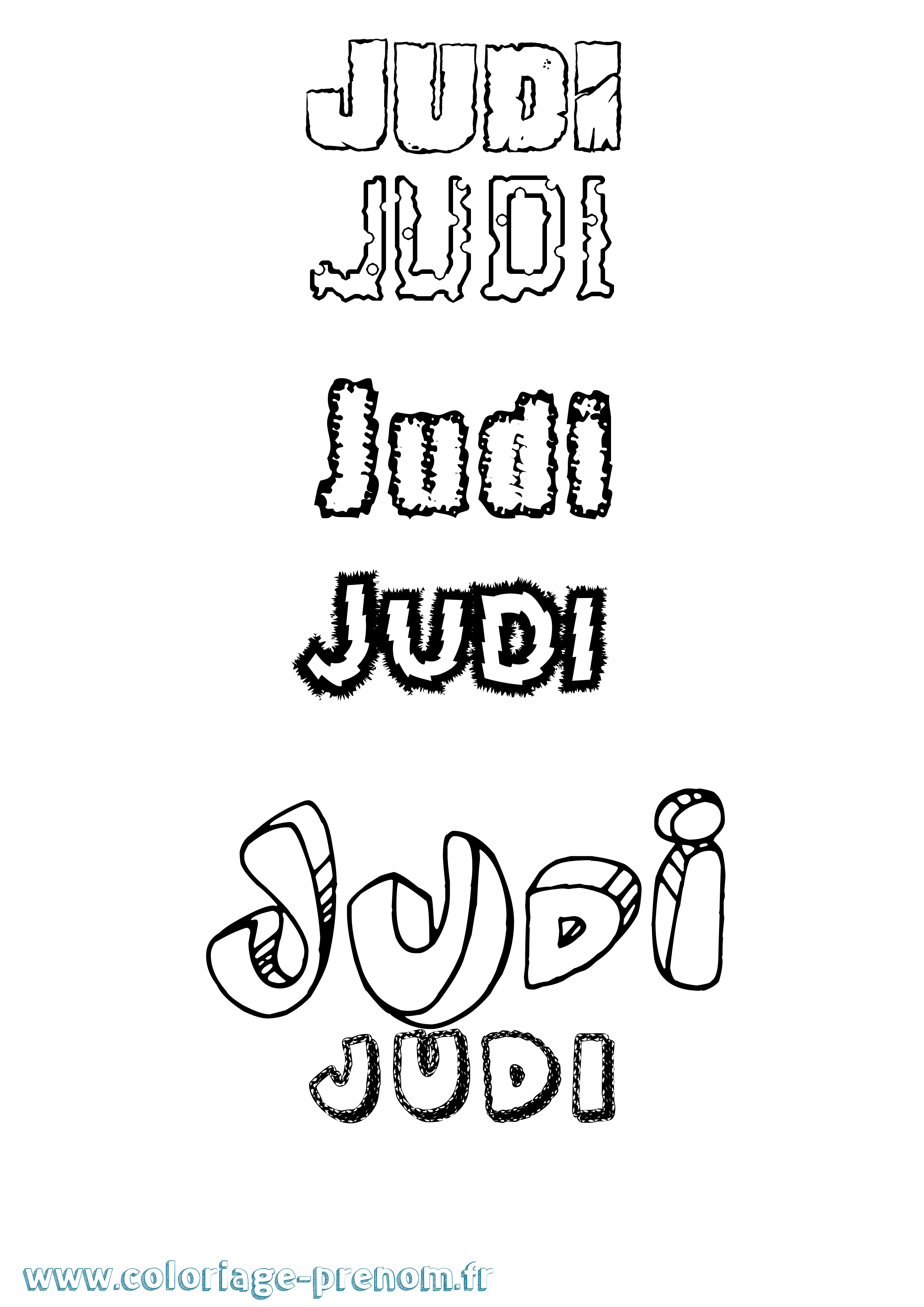 Coloriage Judi Destructuré Coloriage prénom Judi Destructuré
