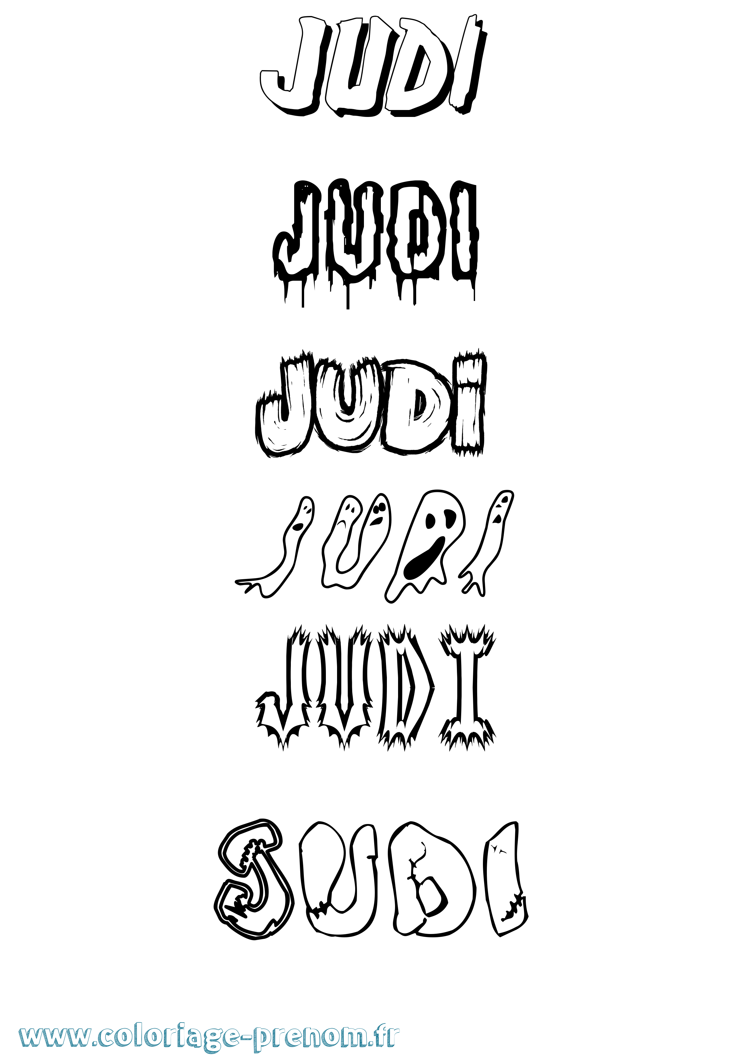 Coloriage Judi Frisson Coloriage prénom Judi Frisson