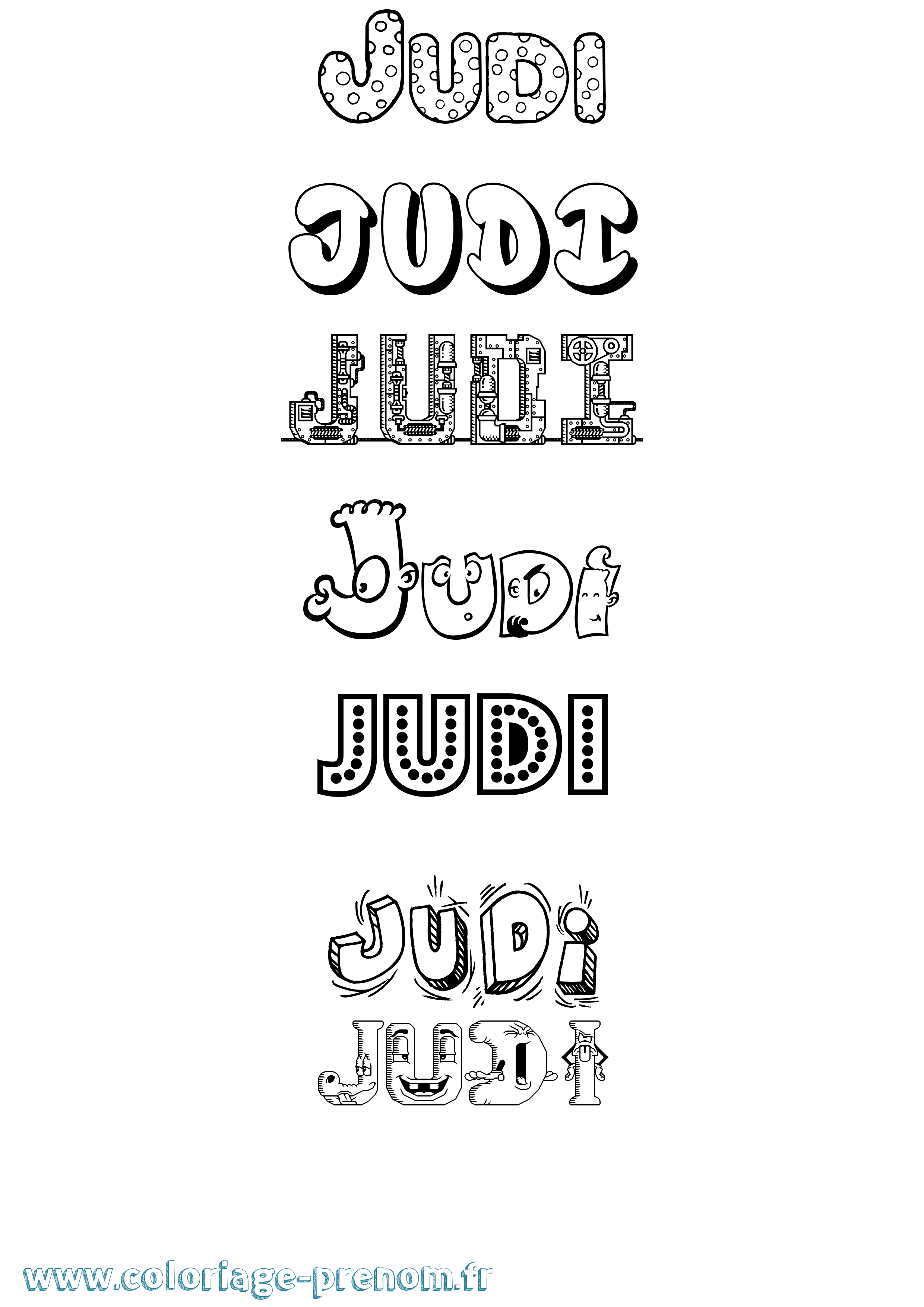 Coloriage Judi Fun Coloriage prénom Judi Fun