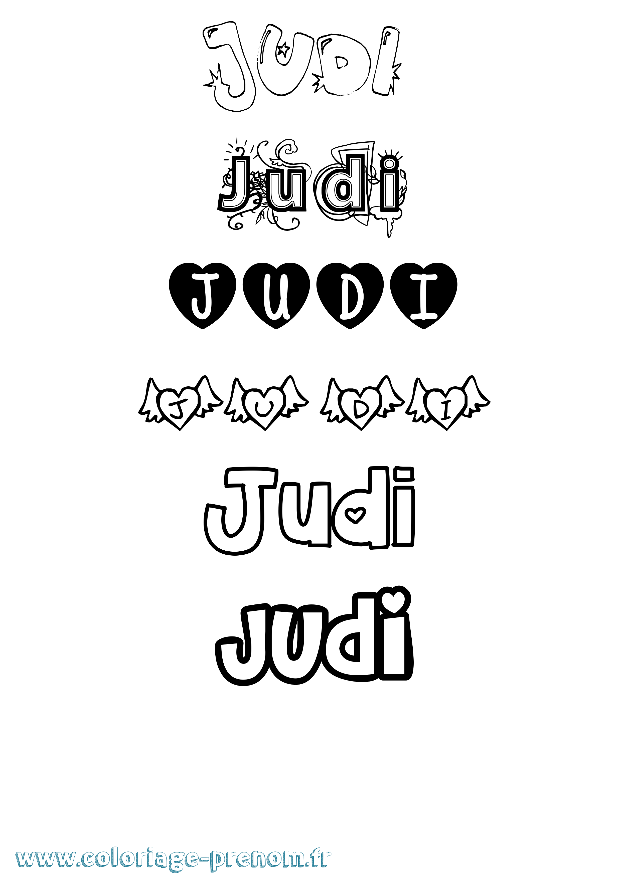 Coloriage Judi Girly Coloriage prénom Judi Girly