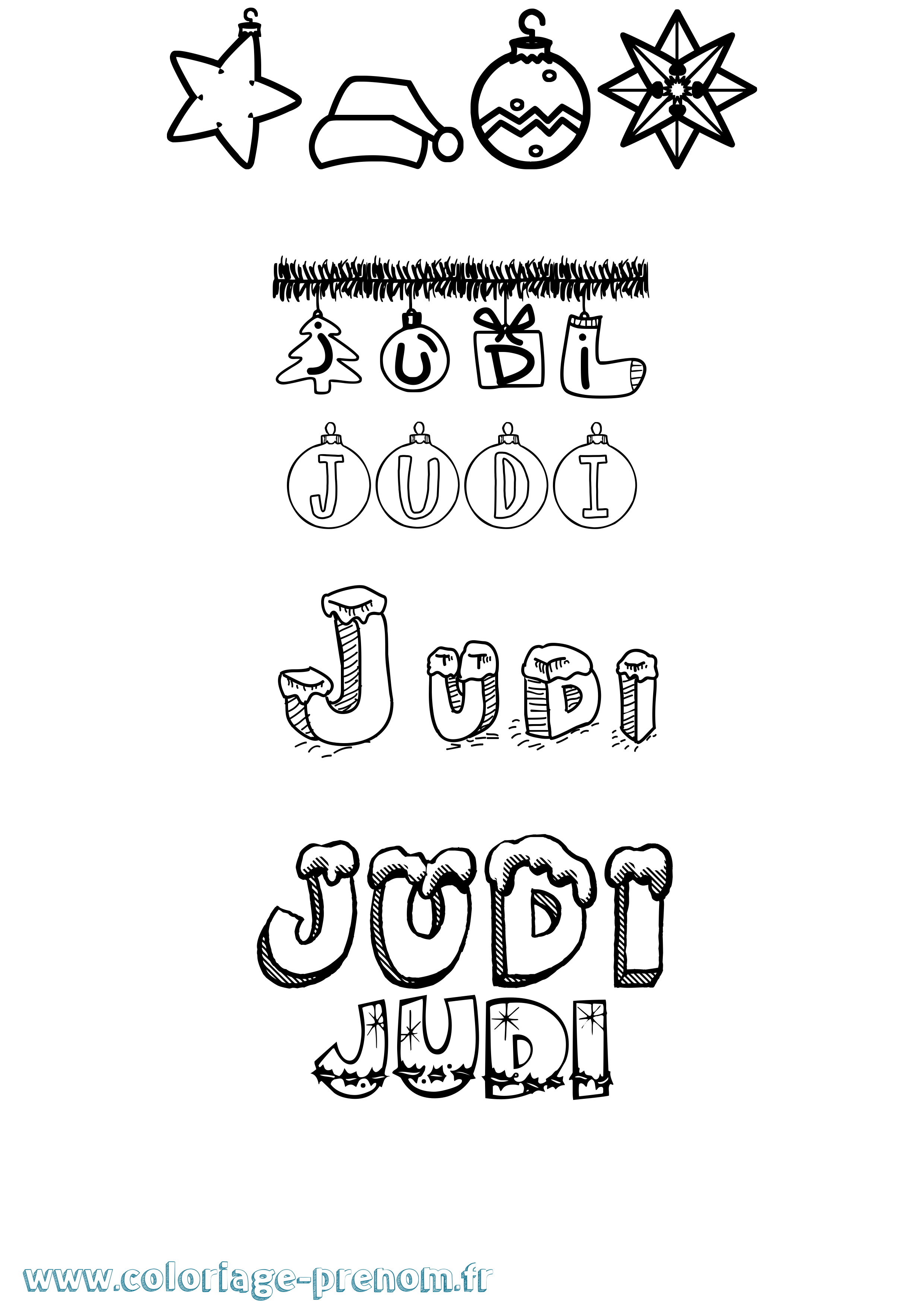 Coloriage Judi Noël Coloriage prénom Judi Noël
