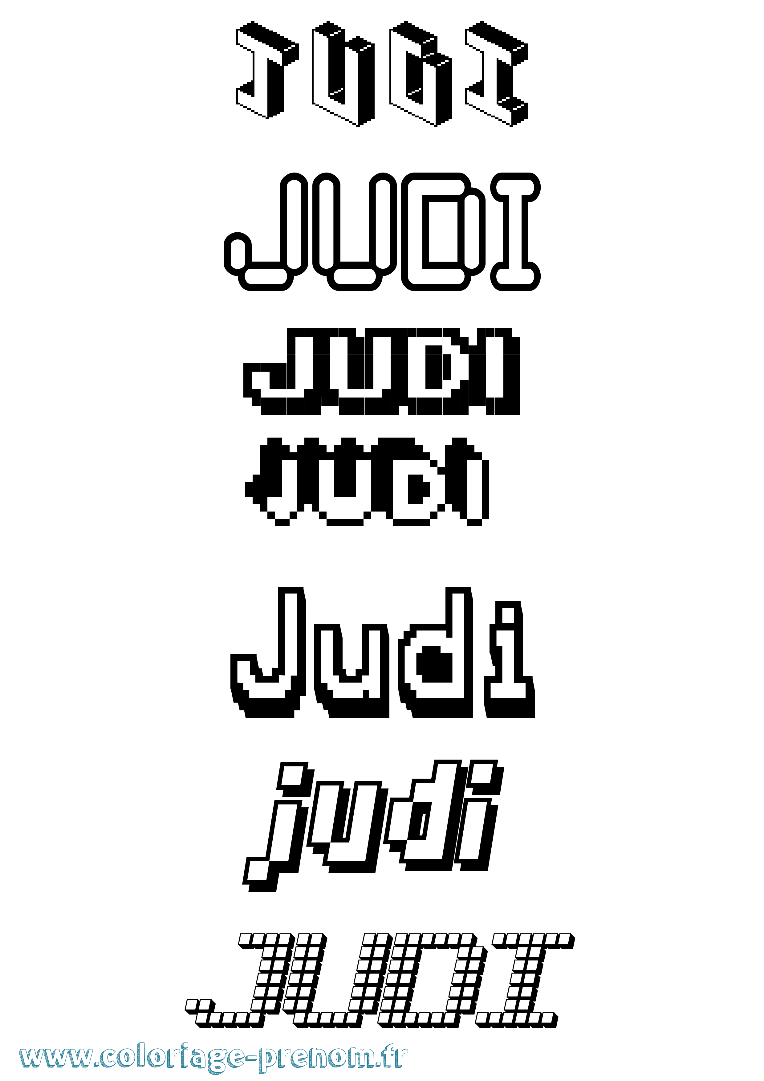 Coloriage Judi Pixel Coloriage prénom Judi Pixel