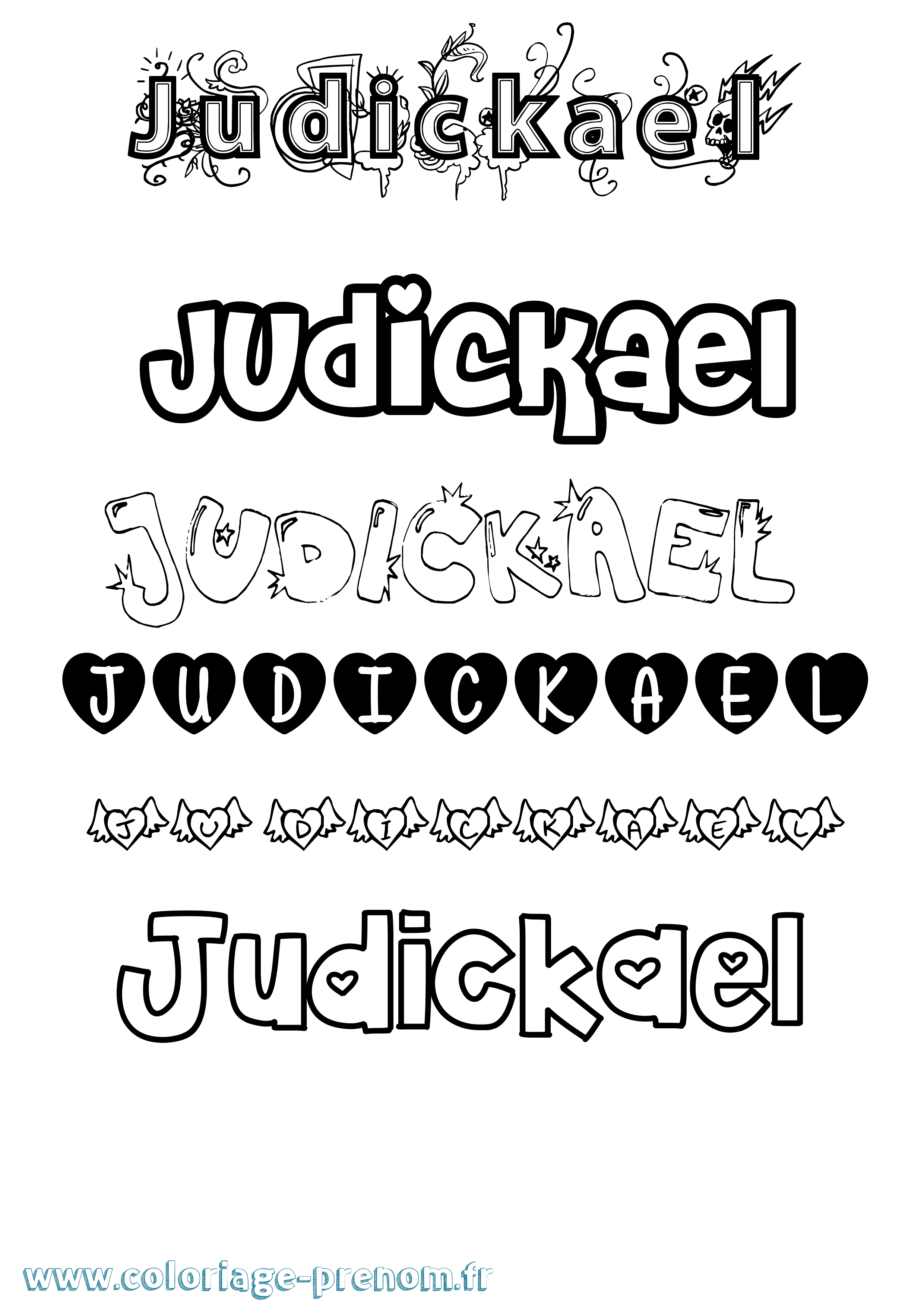 Coloriage Judickael Girly Coloriage prénom Judickael Girly