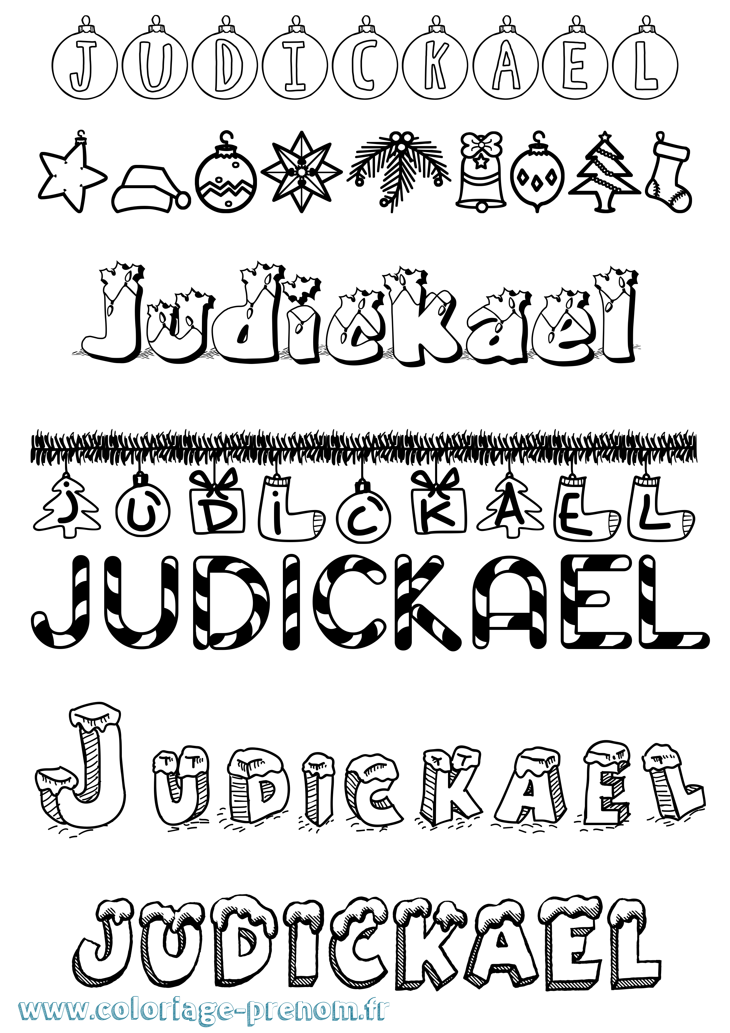 Coloriage Judickael Noël Coloriage prénom Judickael Noël