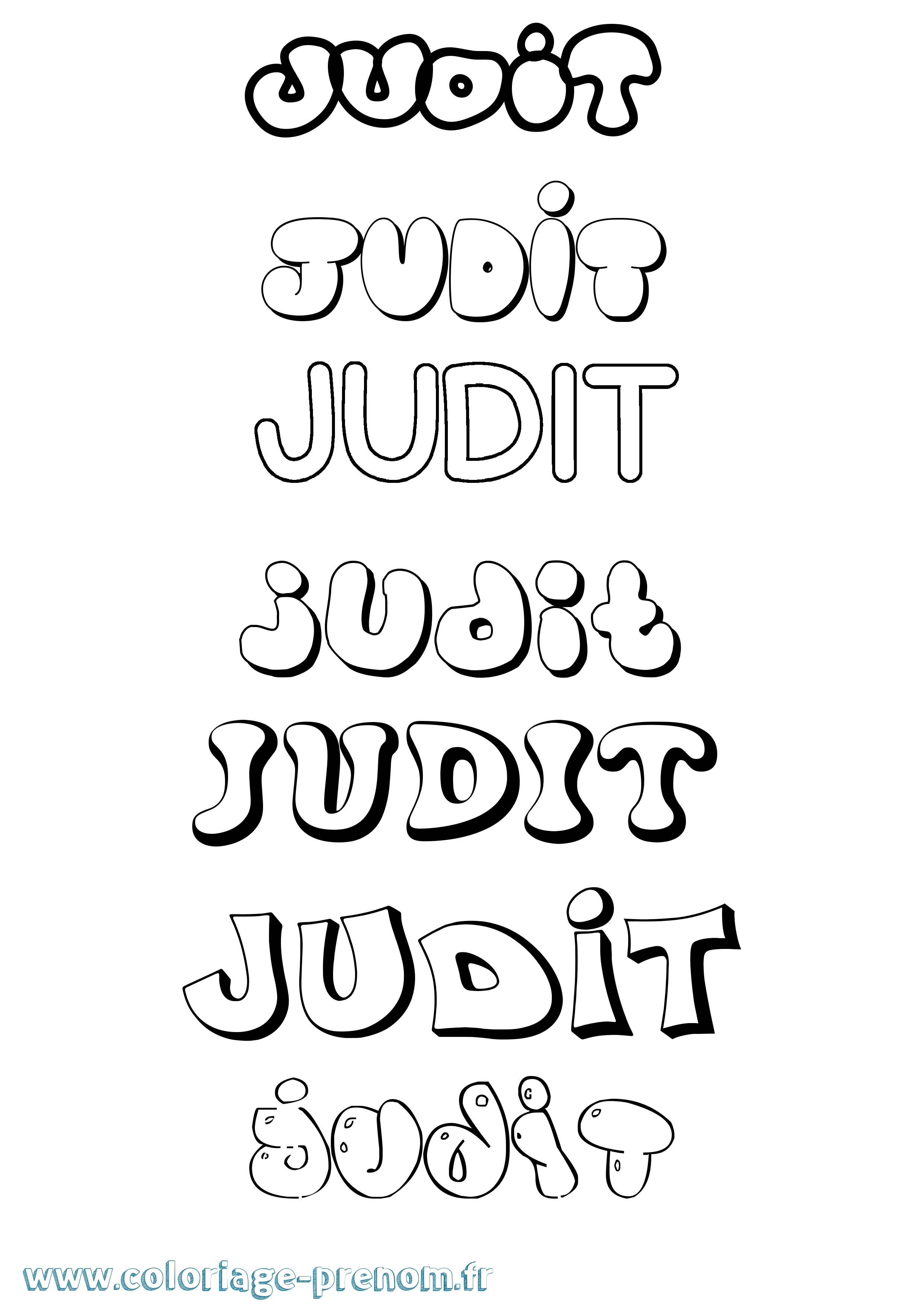 Coloriage prénom Judit Bubble