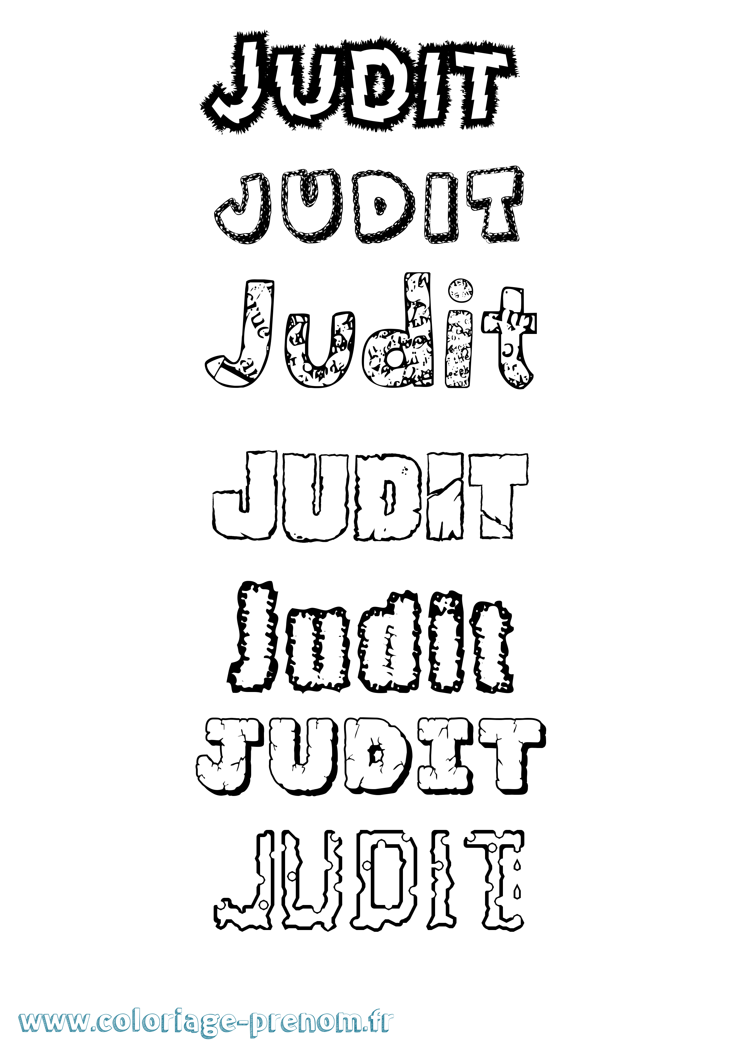 Coloriage prénom Judit Destructuré