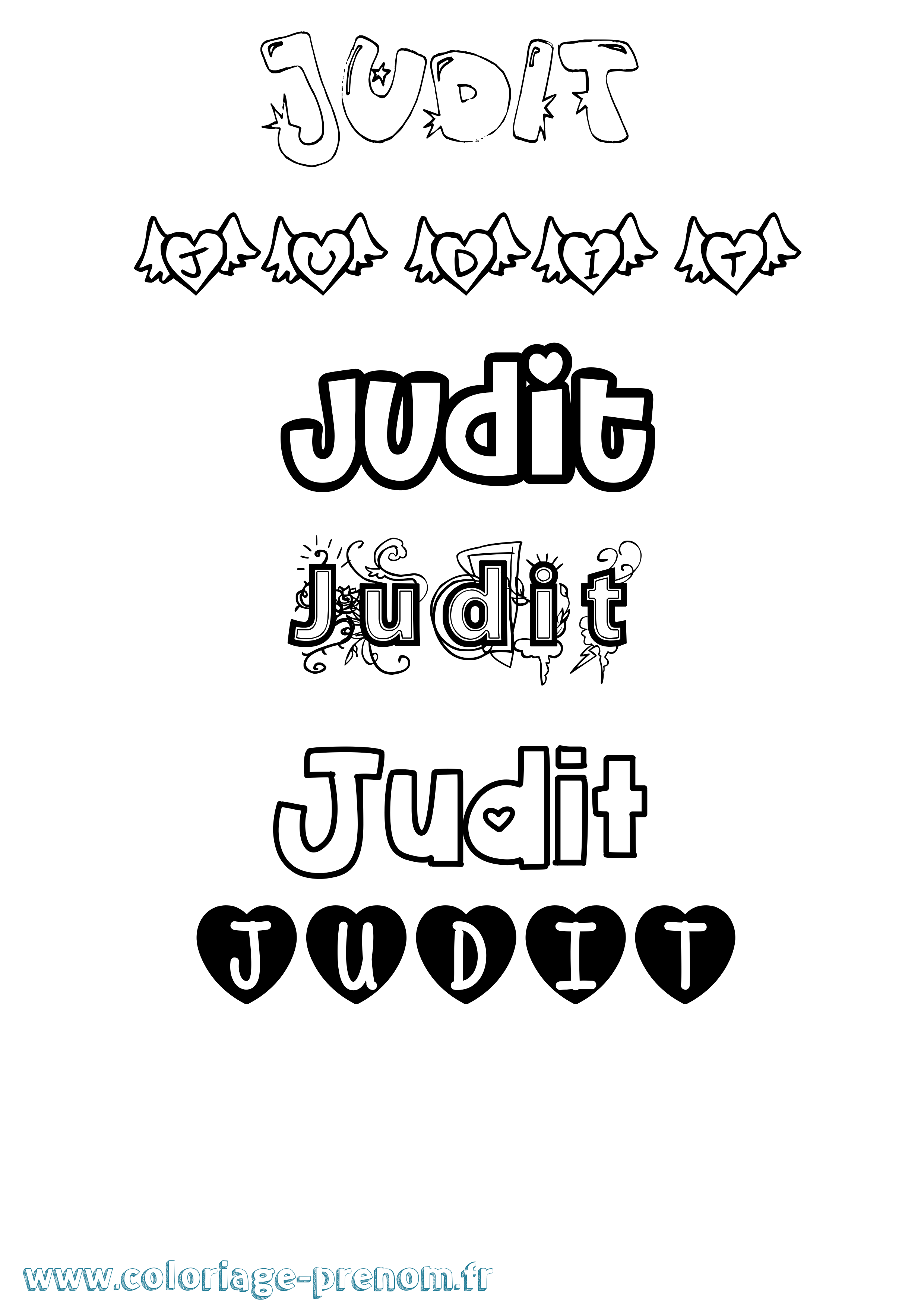 Coloriage prénom Judit Girly